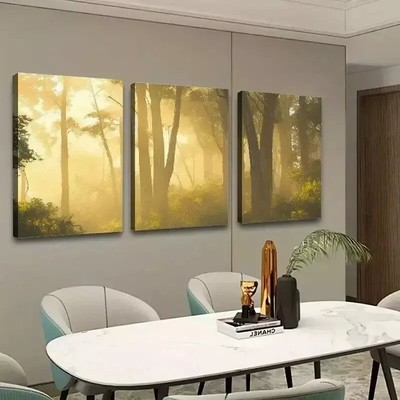 3-Piece Forest & Trees Misty Views Wall Art Set - Framed Canvas Prints 50x70cm - High Quality Australian Made Wall Decor - Perfect for Living Room, Bedroom & Office Decor