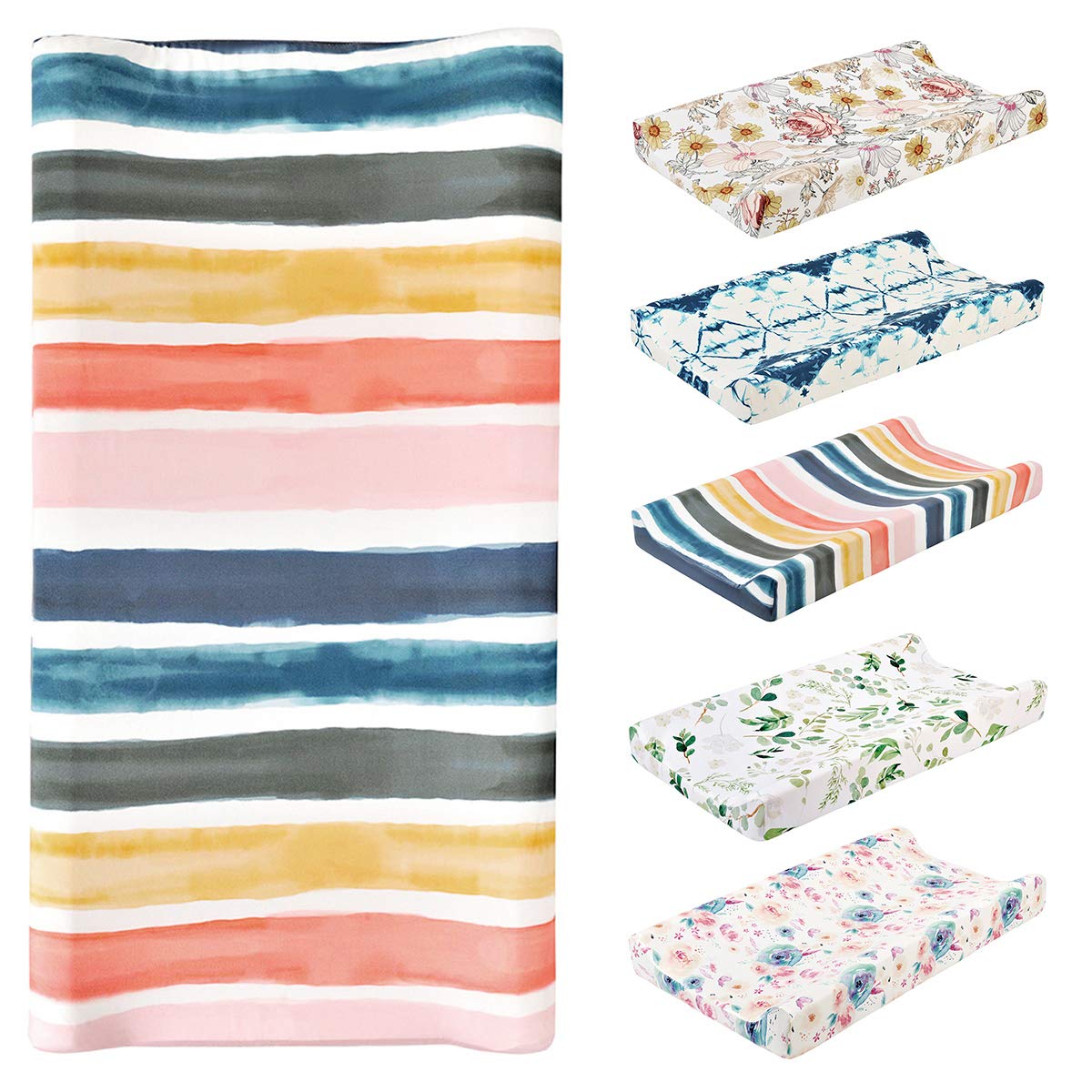 SOONHUA Waterproof Non-Slip Baby Changing Pad - Soft Breathable Nursery Changing Mat with Fitted Sheet for Newborns & Infants - Perfect for Diaper Changes at Home, Travel & Daycare