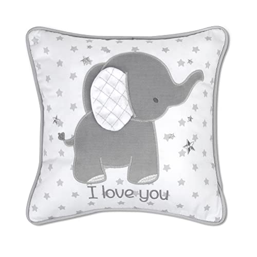 Wendy Bellissimo Ultra Soft Baby Nursery Decorative Pillows - 11x11 Inch Square Throw Pillows for Crib & Nursery Decor (Elephant Grey & White I Love You Design) - Perfect for Newborn Gifts, Nursery Accents & Cozy Nursery Styling
