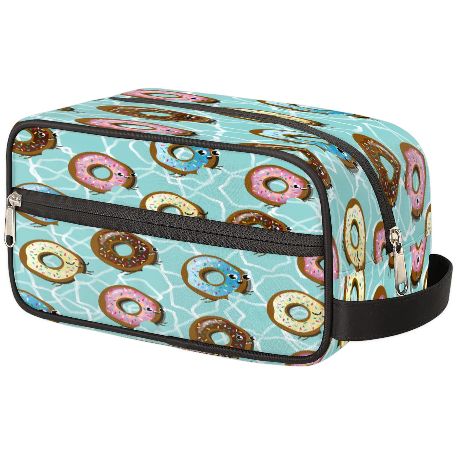 **Vintage Donut Travel Toiletry Bag for Women & Men – Waterproof Cosmetic Makeup Organizer, Large Capacity Shaving Dopp Kit – Perfect for Travel, Gym, and Daily Use**