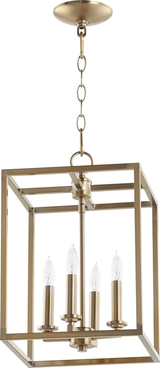 11W 4-Light Entryway Chandelier in Aged Brass Finish - Perfect for Foyer, Hallway, and Dining Room Lighting