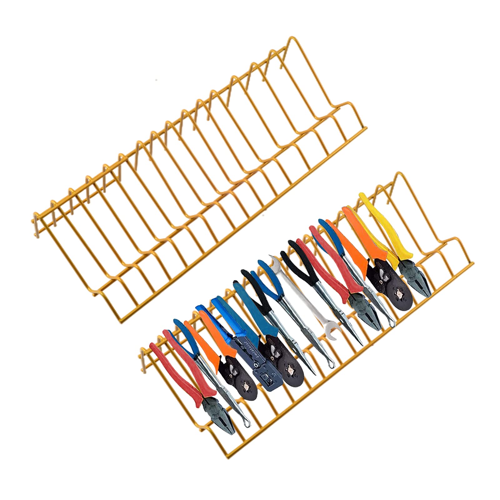 2 Pack Heavy-Duty Black Steel Plier Organizer Rack for Toolbox - 3 Size Slots Fits Most Pliers, Professional Quality (Gold) | Perfect for Workshop, Garage & DIY Projects