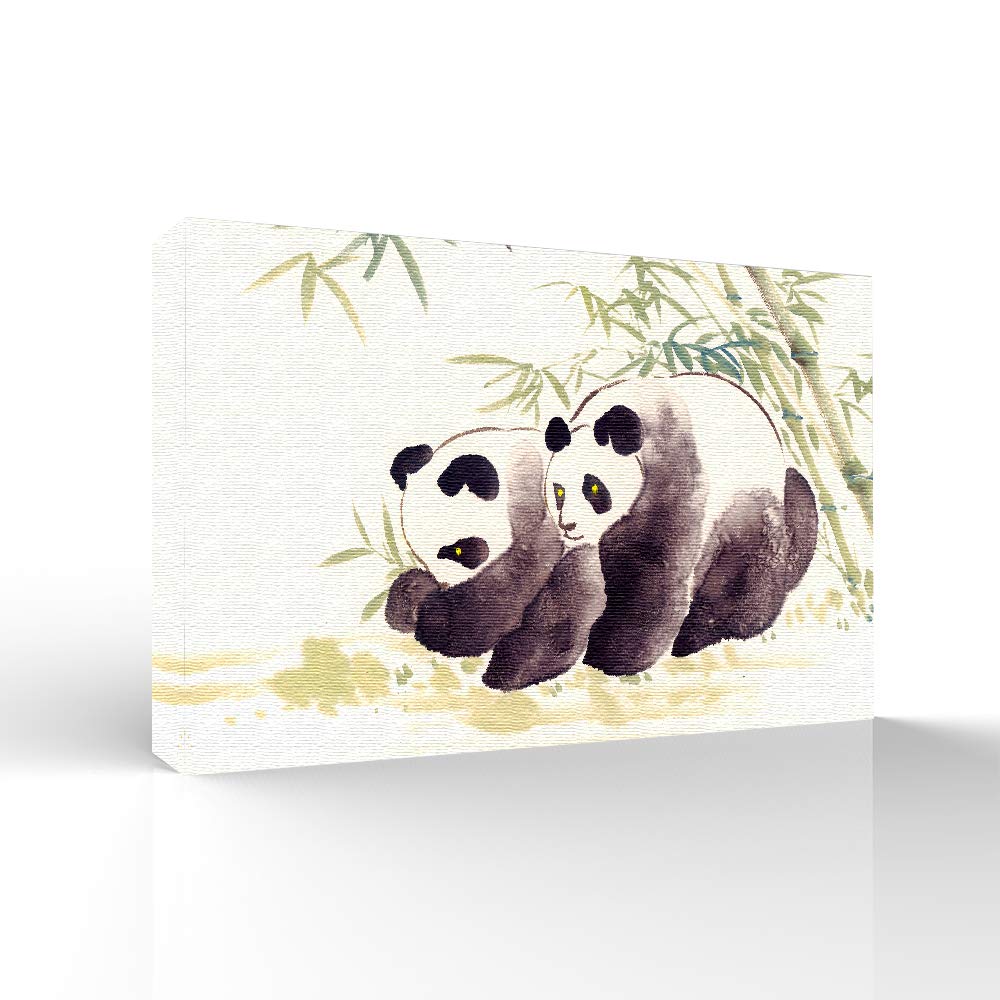 Wall26 Canvas Wall Art - Panda with Bamboo Giclee Painting - 16x24 Inches - Perfect for Bedroom, Living Room, Home Office, and Nursery Decor