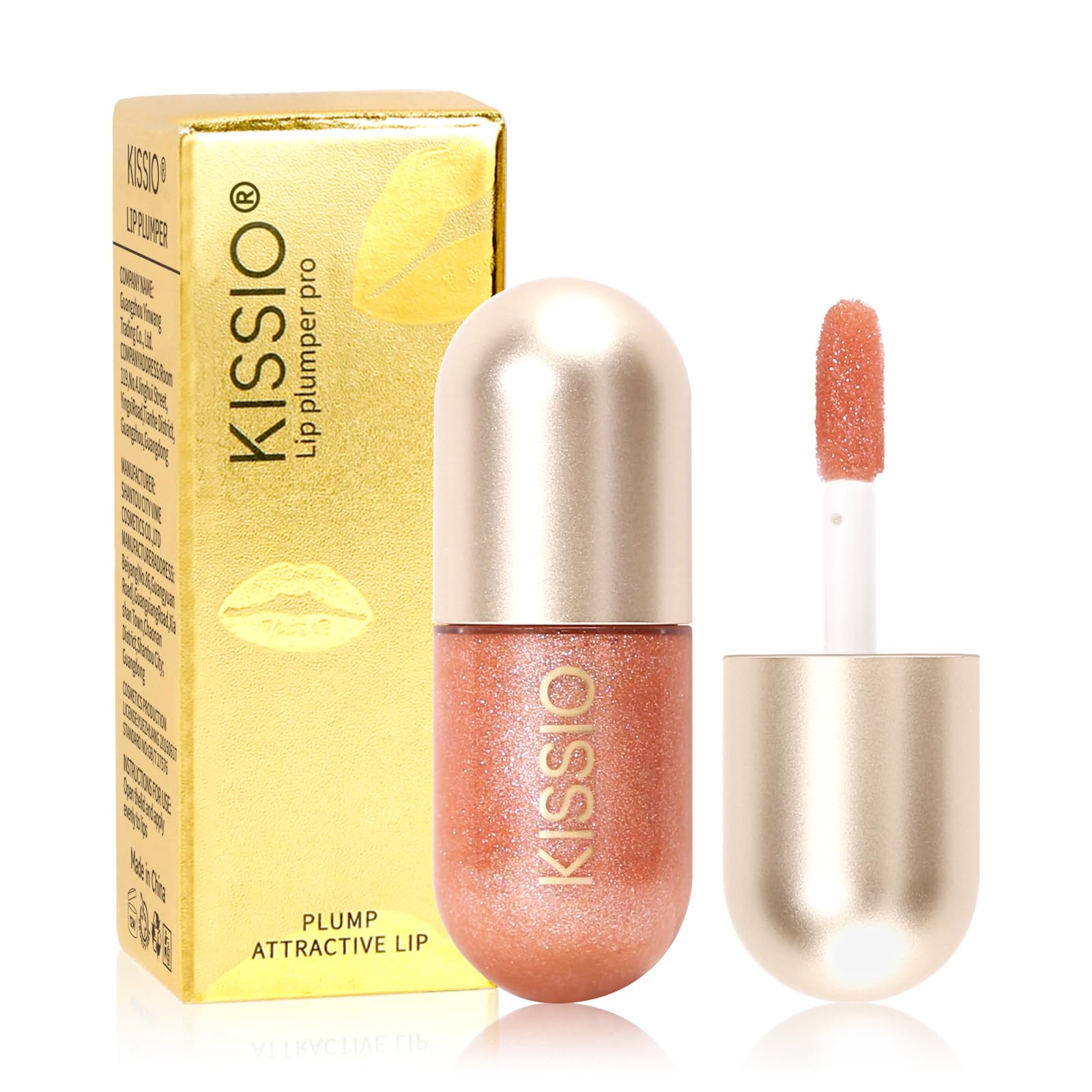 KISSIO Lip Plumper Gloss - Natural Plant Extracts Lip Enhancer Serum for Fuller, Hydrated & Moisturized Lips - 5.5ml (03 Lakeside) | Perfect for Daily Wear, Night Out & Special Occasions