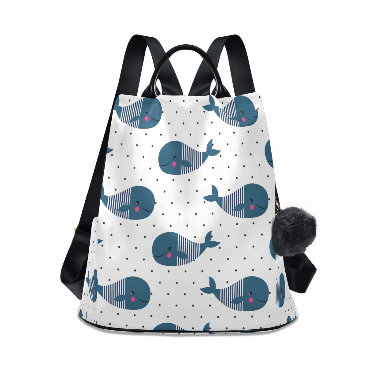 ALAZA Cute Whale Print Anti-Theft Women's Backpack - Stylish Polka Dot Shoulder Bag for Beach, Travel & College | Ocean Sea Animal Themed Fashion Purse