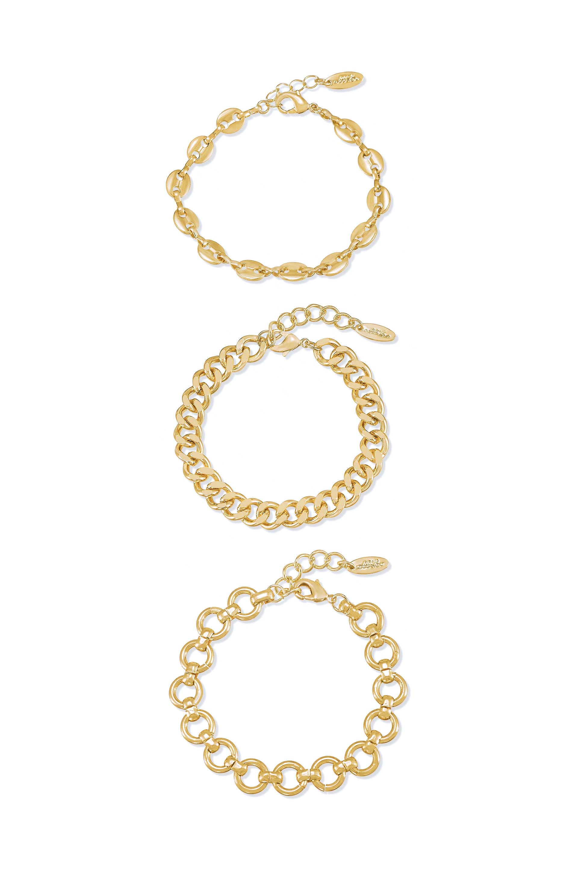 Might & Chain Bracelet Set for Women - Stainless Steel Adjustable Bangle Cuff Jewelry - Perfect for Everyday Wear, Gifts & Special Occasions