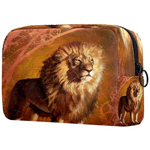 Majestic Lion Print Cosmetic Bag - Waterproof Makeup Pouch & Travel Toiletry Organizer for Women & Girls | Perfect for Travel, Gym, and Daily Essentials Storage