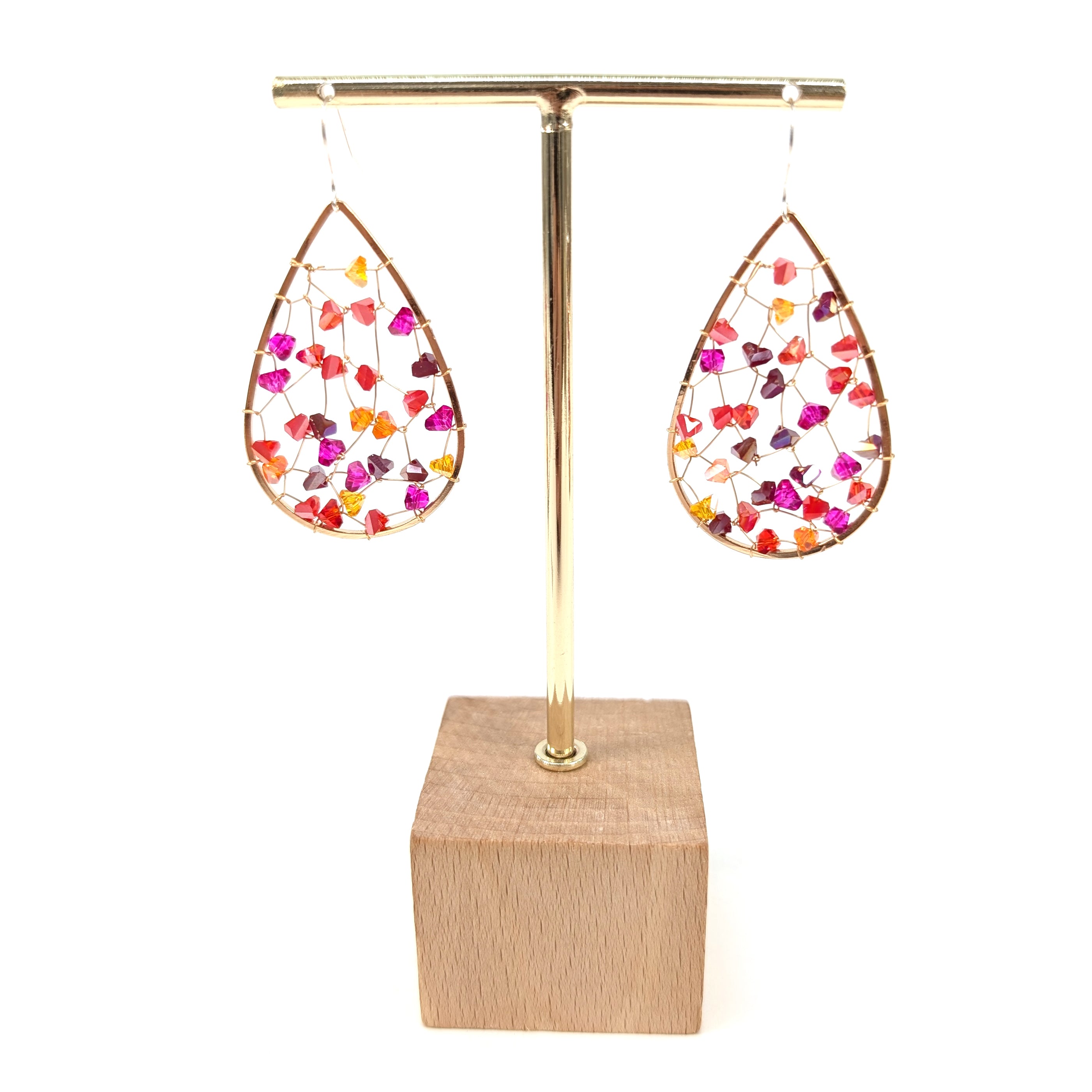 Pink Tear Drop Crystal Earrings for Women - Elegant Dangle Earrings for Party, Wedding & Evening Wear