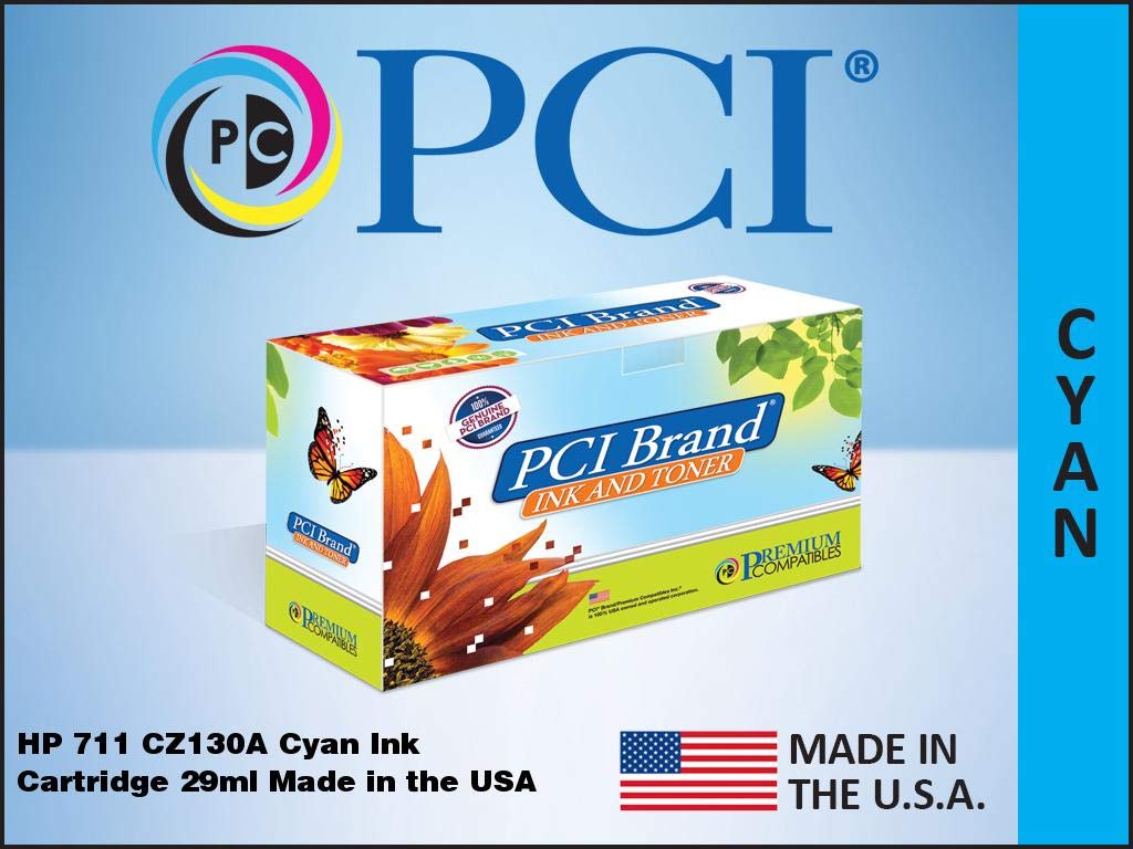 PCI Remanufactured HP 711 CZ130A Cyan Ink Cartridge Replacement (29ml) - Compatible with HP Printers | Home & Office Printing, Documents, Photos