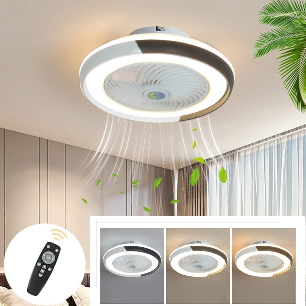 DLGGO 50CM Smart Ceiling Fan with LED Light & Remote Control - Dimmable, Quiet, Energy Efficient (46W) for Living Room, Bedroom, Dining Room - Perfect for Home Cooling & Ambient Lighting