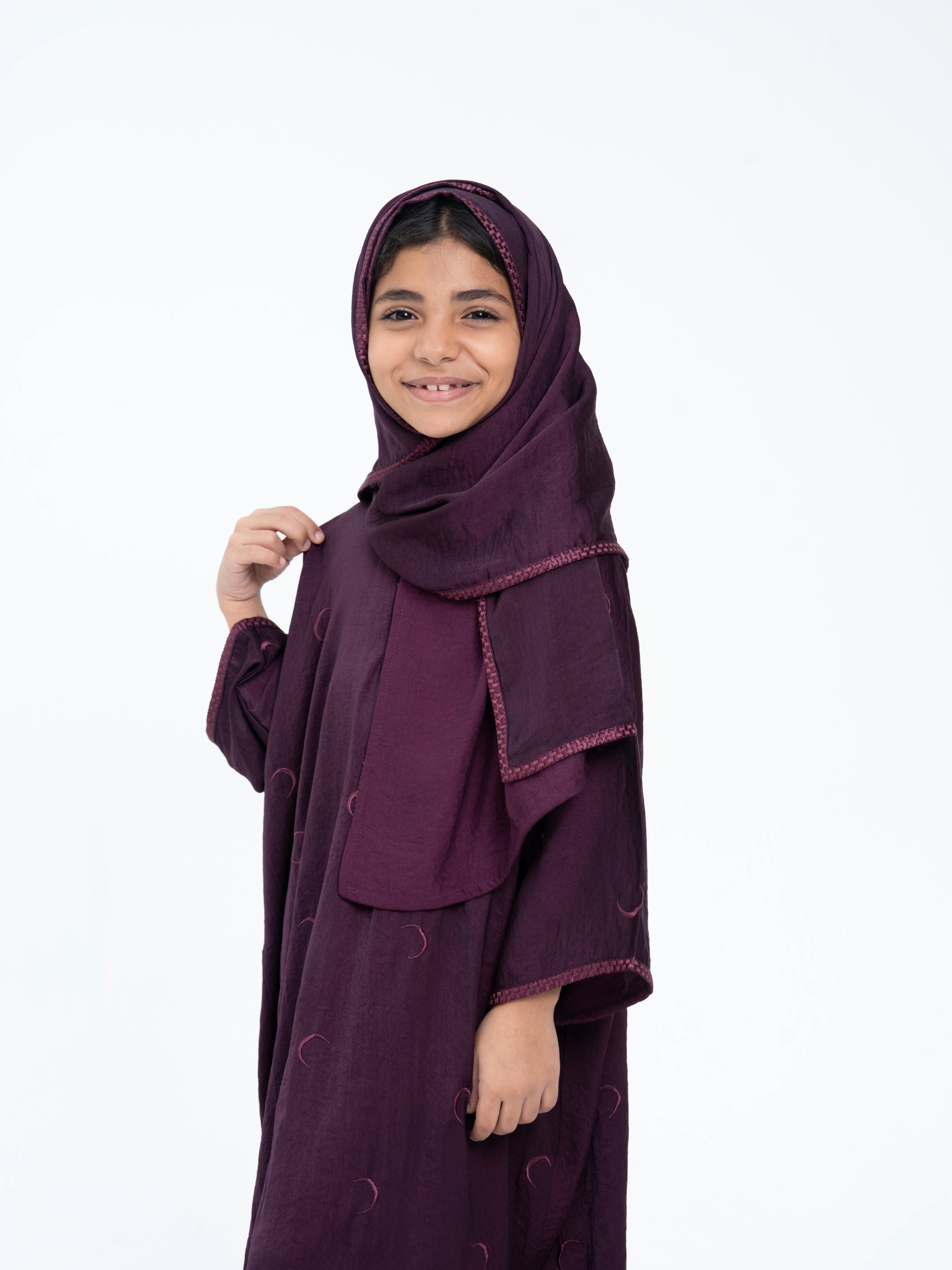 Maroon Ahlam Kids Prayer Abaya - Islamic Dress for Girls - Perfect for Mosque, Eid, and Religious Ceremonies