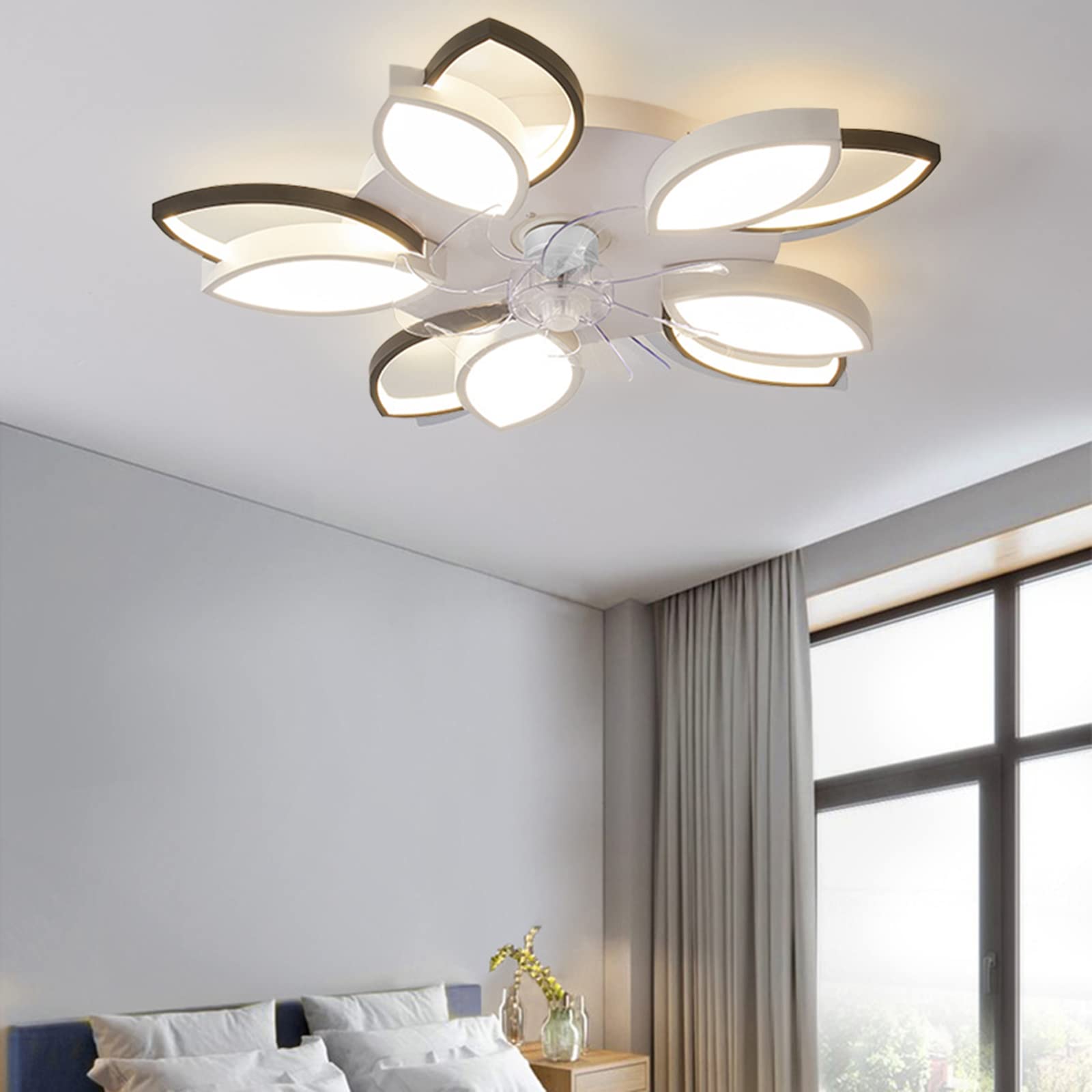 DEOCAE Flush Mount Ceiling Fan with Light Kit and Remote Control, 3-Speed Adjustable Smart Timer, Tri-Light Color Changing LED, Perfect for Bedroom, Living Room, Nursery and Home Office - Quiet Cooling & Stylish Lighting Solution
