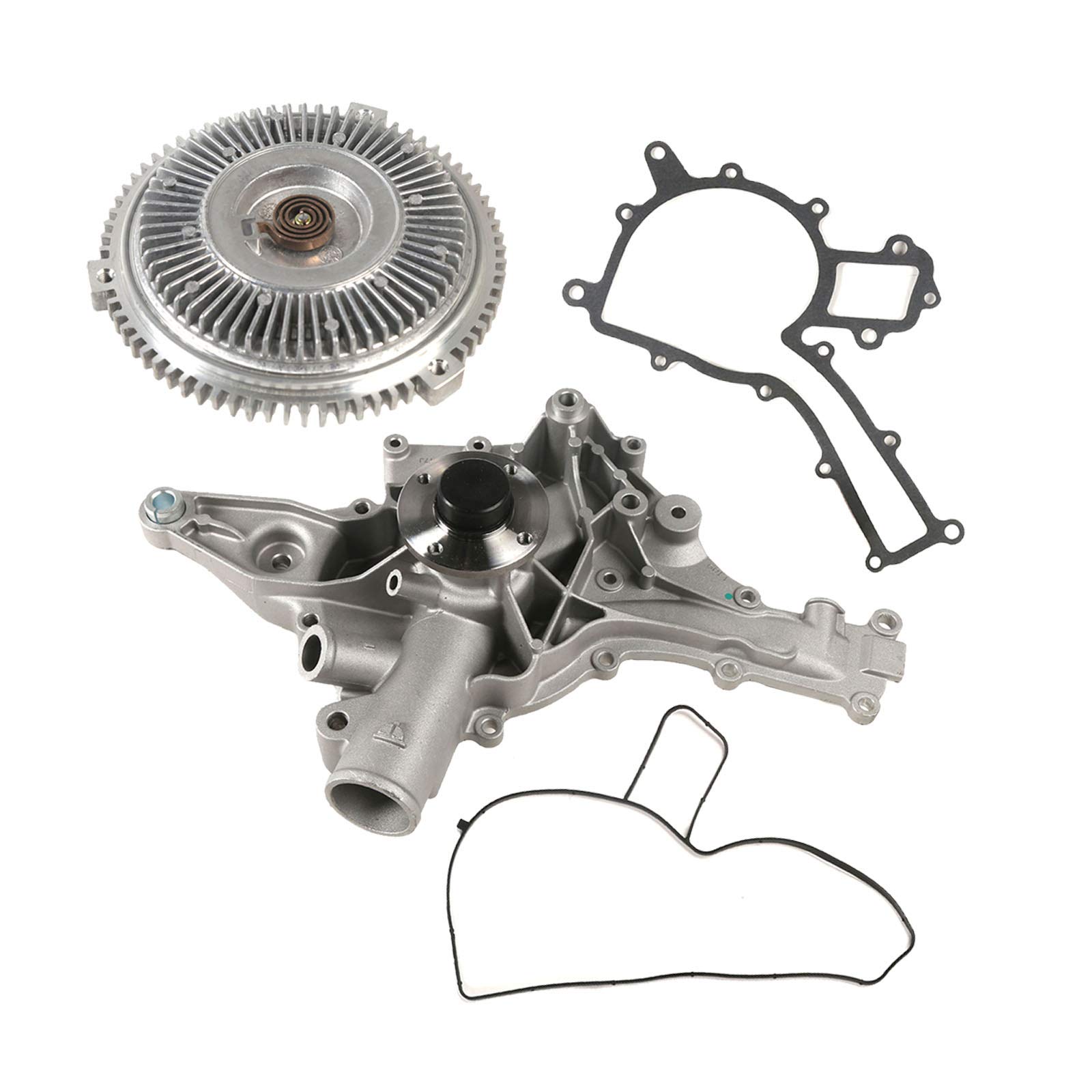 MOCA AW9379 Water Pump with Fan Clutch Kit Compatible with 2001-2005 Mercedes-Benz C240 2.6L, C320 3.2L & 2004-2006 E500 5.0L (No Oil Cooler Hose Fitting) - Replacement for Engine Cooling System Maintenance & Repair