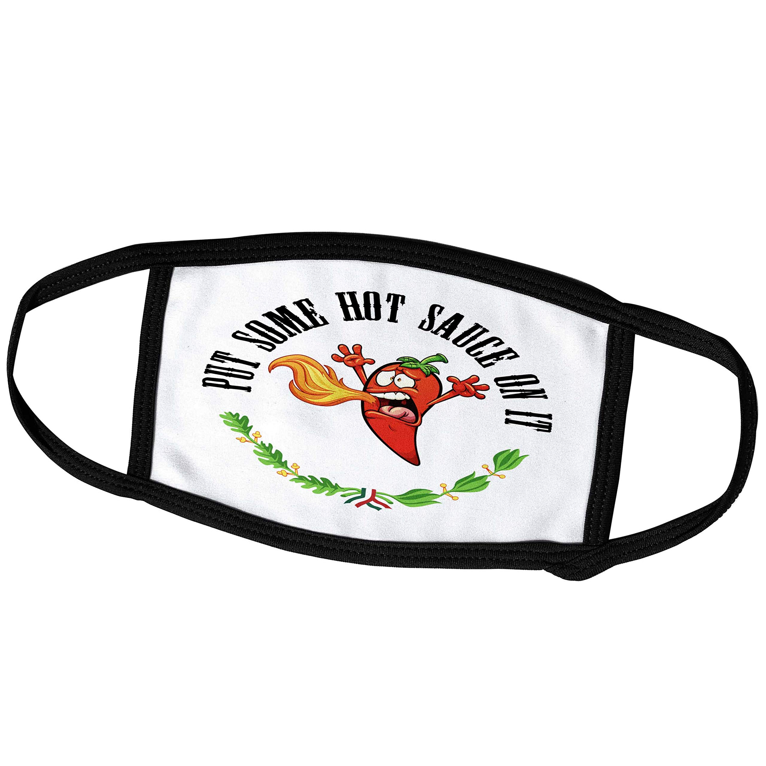 3dRose Funny Hot Pepper Chili Breathing Fire Face Mask - 'Put Some Hot Sauce On It' Design (fc_261540_3) - Perfect for Spicy Food Lovers & Costume Parties
