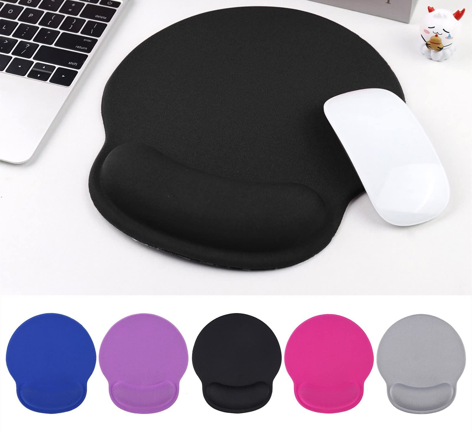 Ergonomic Memory Foam Mouse Pad with Wrist Support - Non-Slip Comfort for Office & Home Use - Pain Relief Computer Mousepad for Long Working Hours (Black)