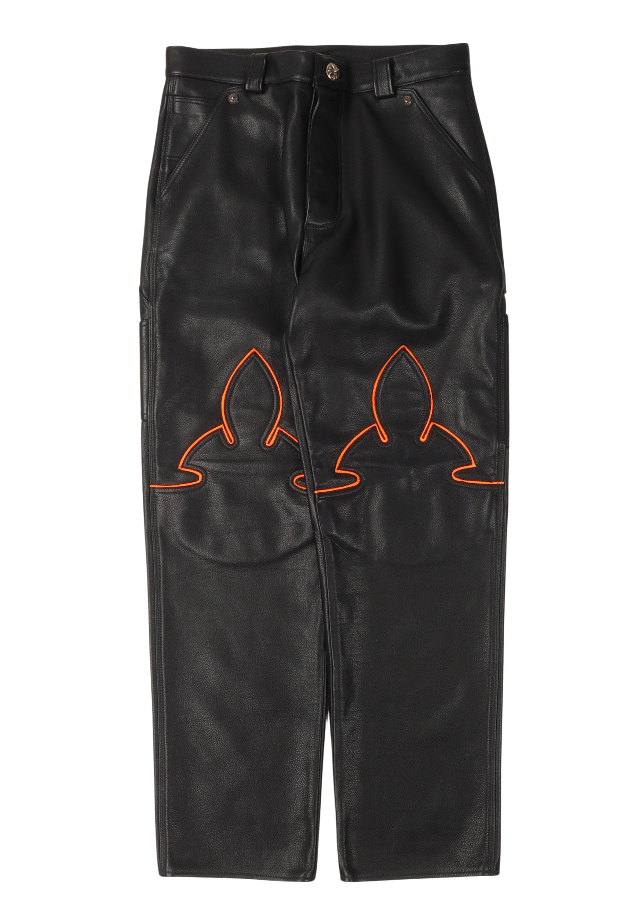 Unique Orange Leather Fleur Knee Pants - Handmade Fashion Statement for Women | Perfect for Vintage Outfits, Costume Parties & Boho Chic Looks