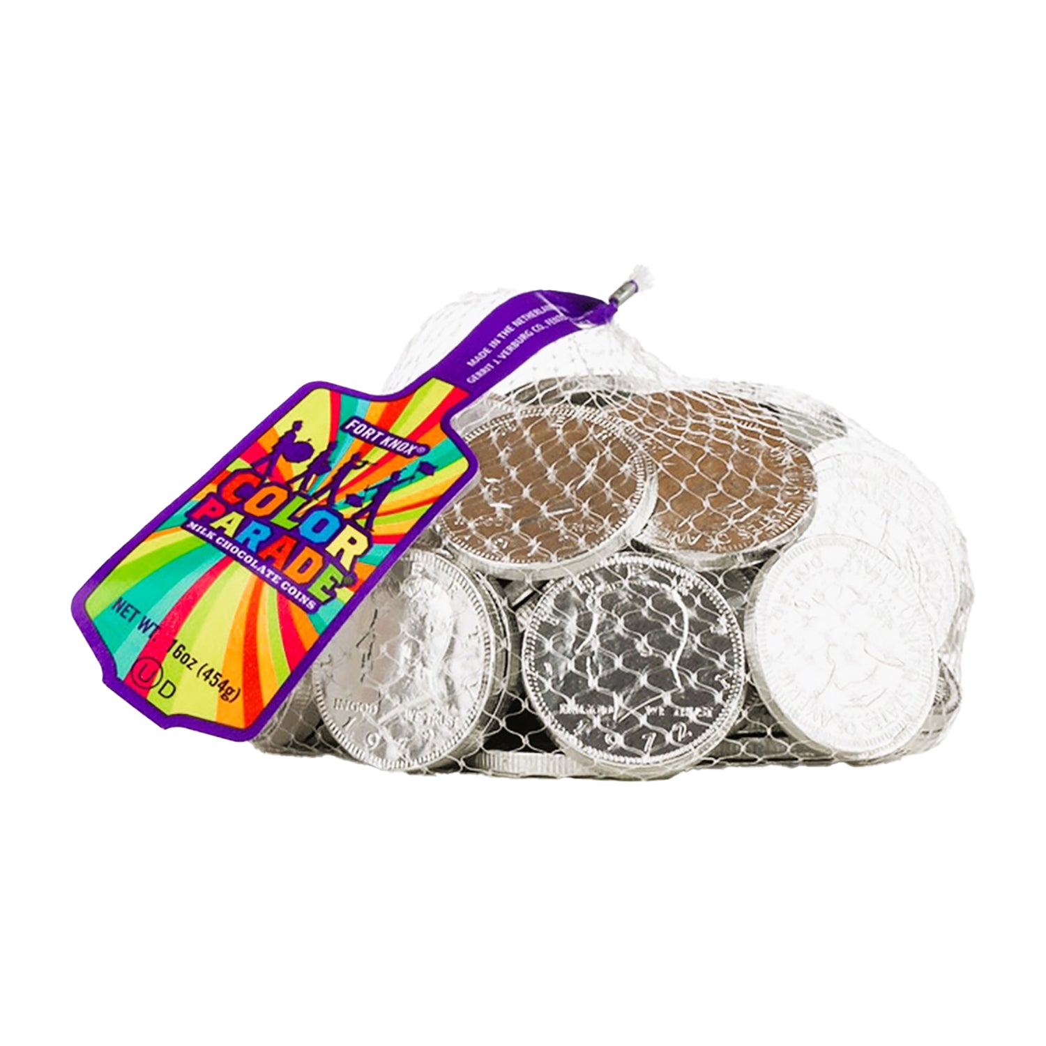 Fort Knox Chocolate Coins (1.5 oz) - 1 Pound Bag of Silver Foil Wrapped Chocolate Coins - Perfect for Parties, Holidays, and Treasure Hunts