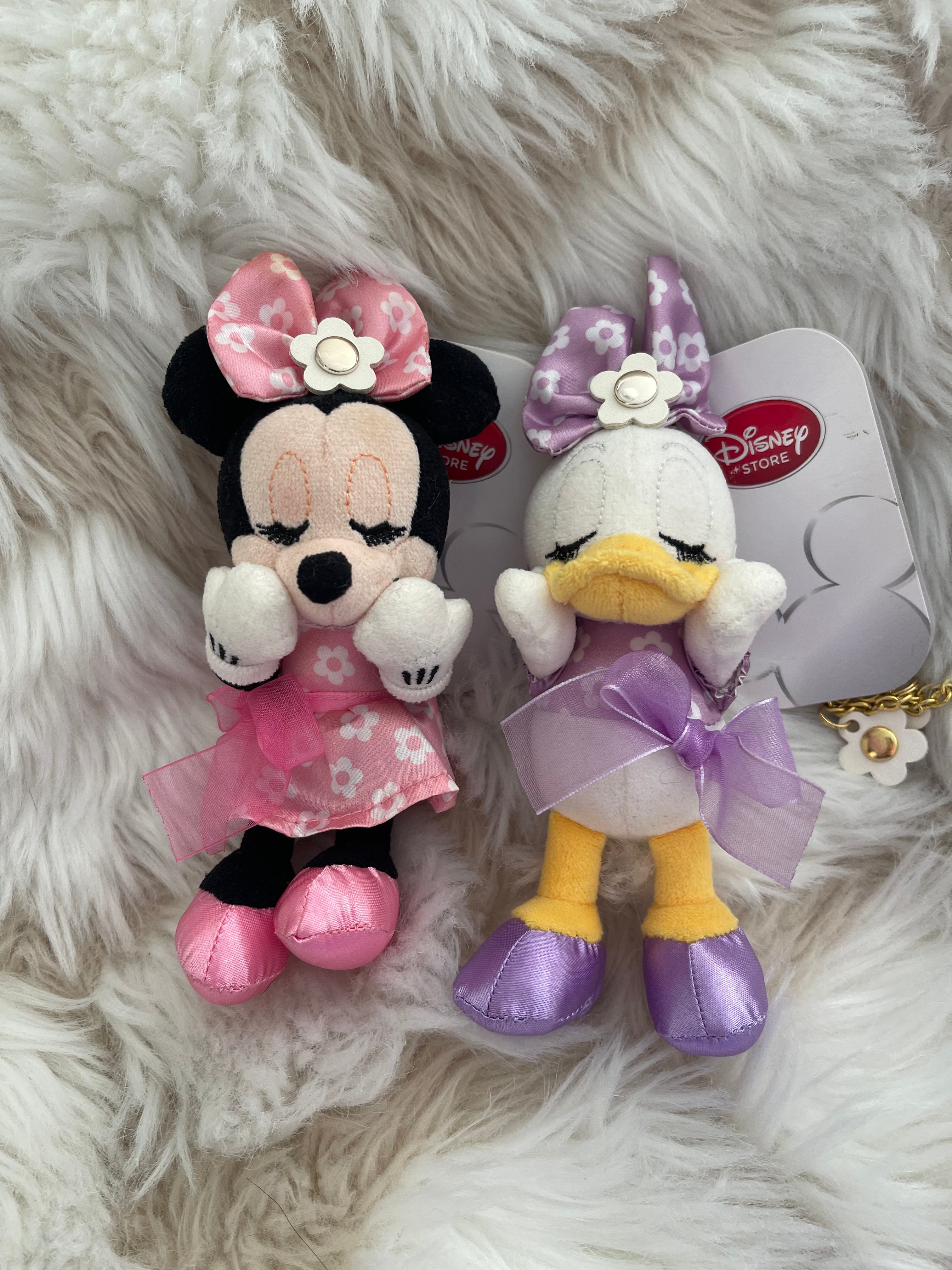 Disney Store Japan Minnie Mouse & Daisy Duck Plush Keychain - Cute Character Keyring for Bags, Backpacks, and Gifts | Perfect for Disney Fans and Collectors