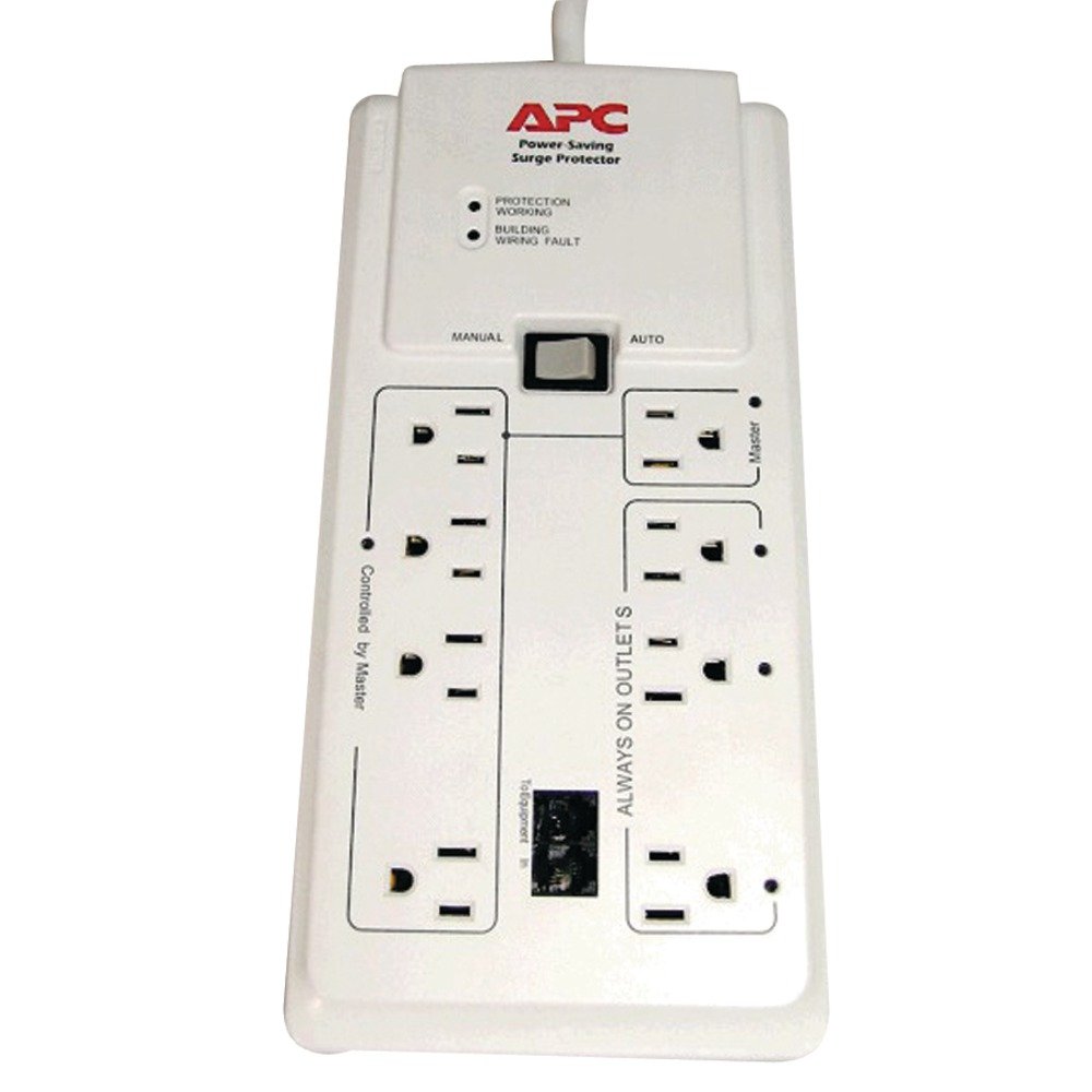 APC P8GT 8-Outlet Surge Protector with Energy Saving Technology - Power Strip for Computer, Home Office & Electronics - Perfect for Gaming PC, Workstation & Home Theater Setup