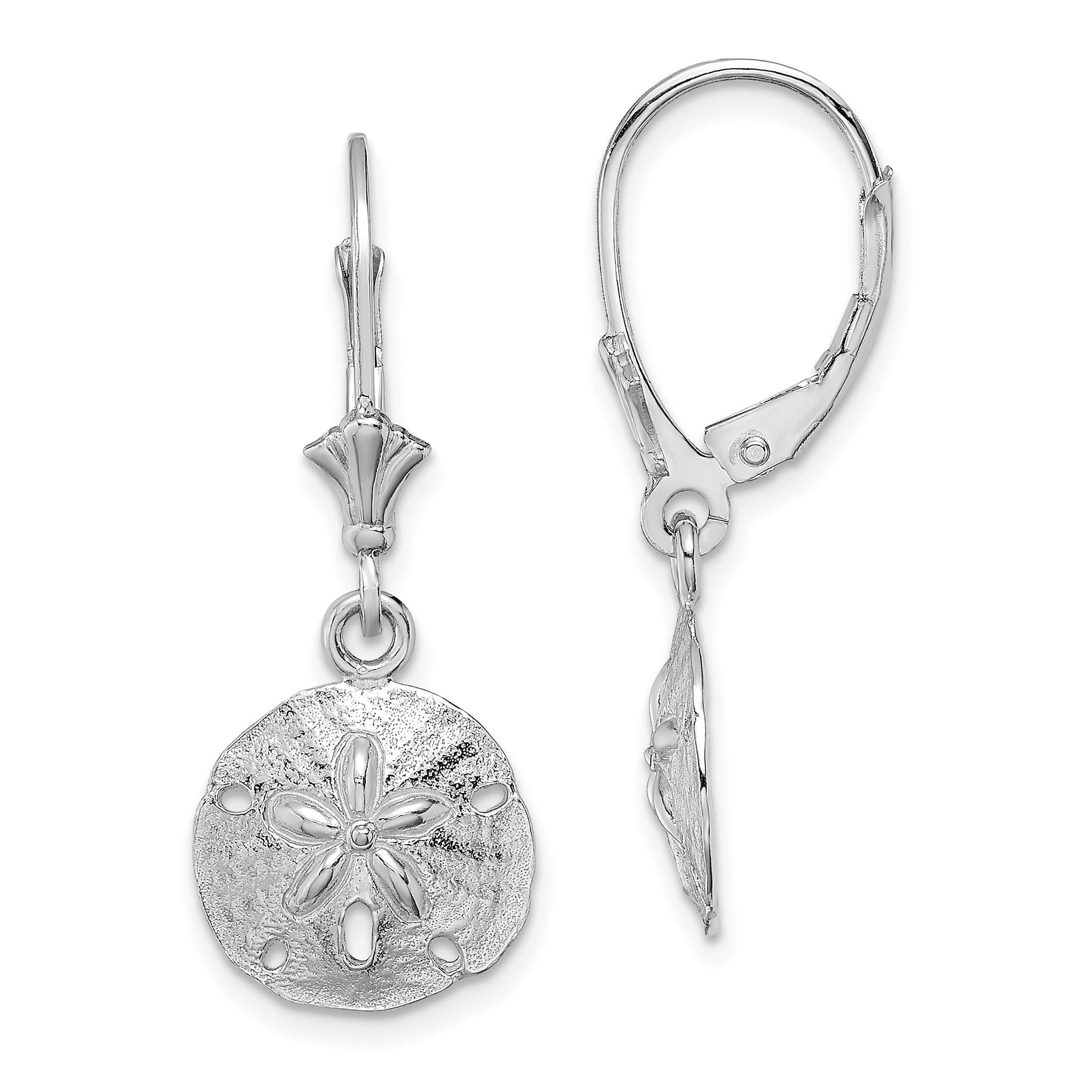 Real 14k Gold Polished Sand Dollar Dangle Leverback Earrings - Perfect for Beach Weddings, Summer Vacations & Boho Jewelry Collections