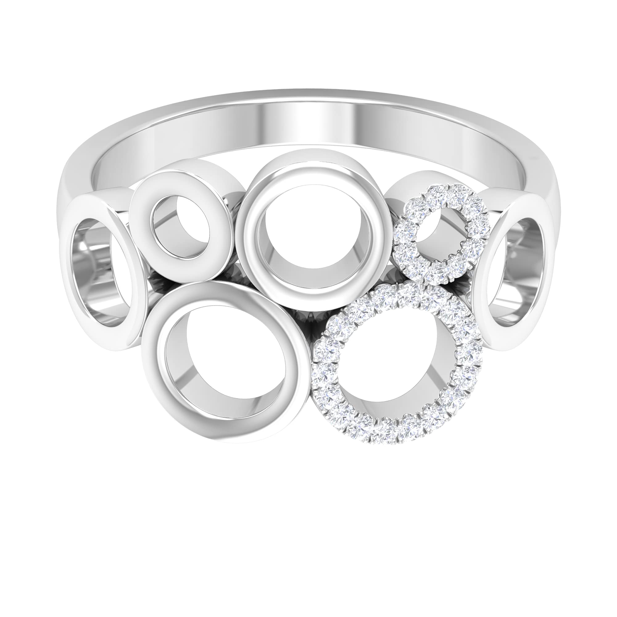 14K Solid Gold Diamond Bubble Ring for Women - April Birthstone, Natural Diamond Cocktail Ring, Elegant Gold Bubble Ring | Perfect for Evening Parties, Weddings & Special Occasions