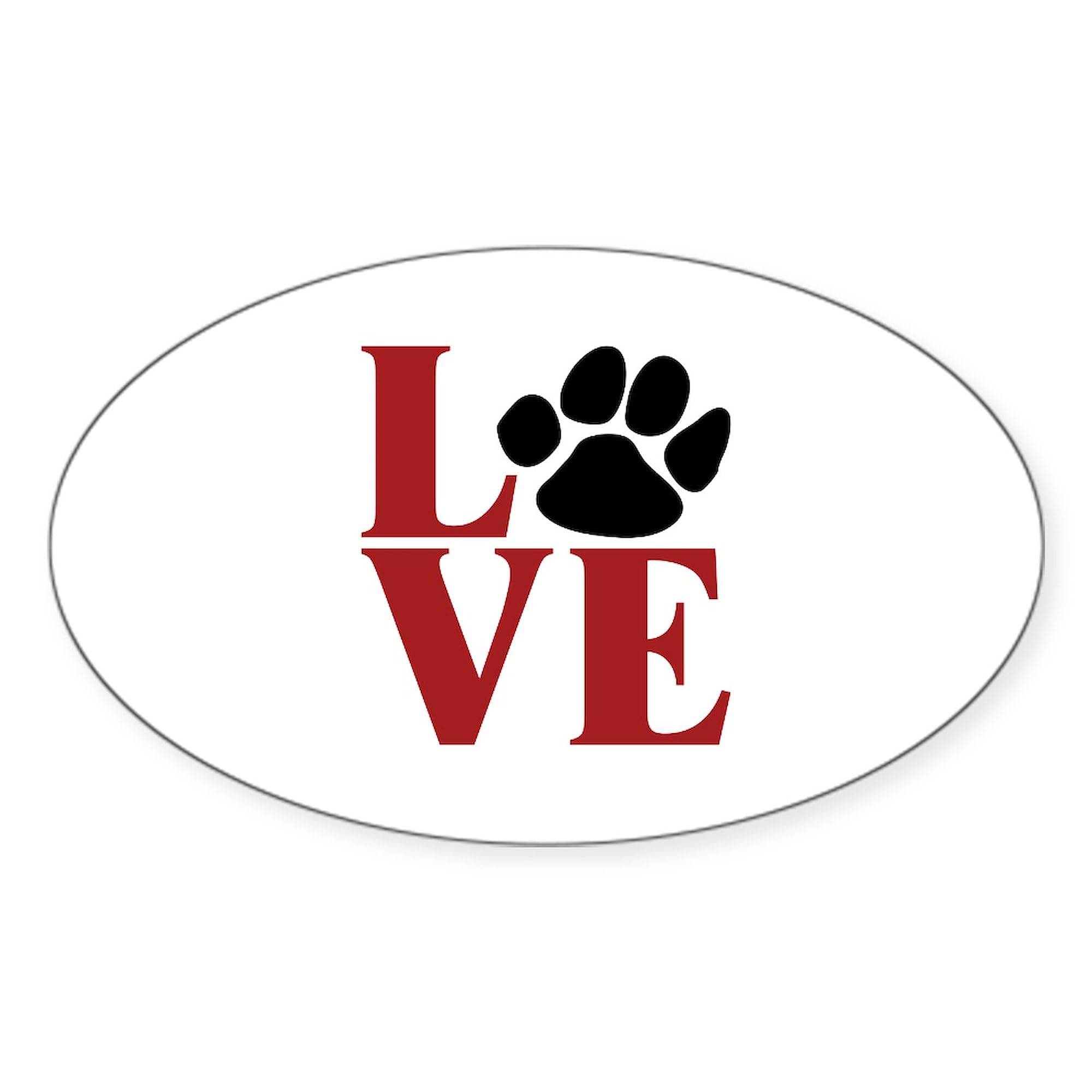 Love Paw Sticker for Cars - Oval Bumper Decal for Pet Lovers