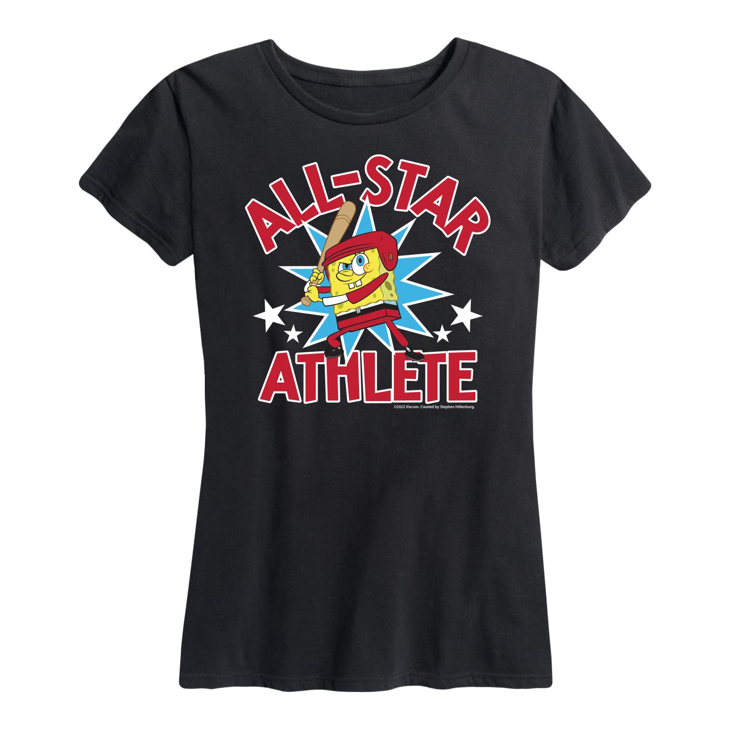Spongebob Squarepants American All Star Women's Graphic T-Shirt | Funny Cartoon Short Sleeve Tee for Women | Casual Wear, Cosplay, Gift Idea