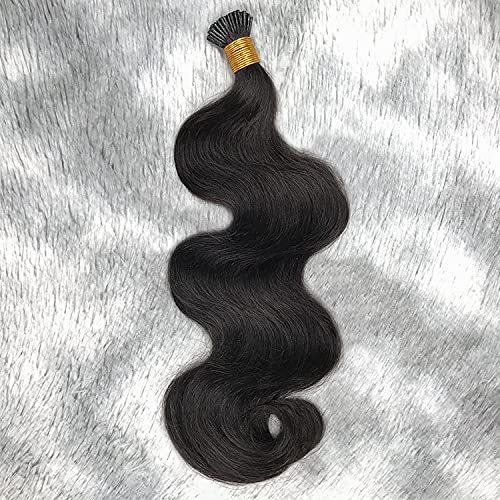 Pre-Bonded I-Tip Human Hair Extensions - 100% Brazilian Remy Hair - Body Wave - Keratin Stick Tip - #1 Jet Black, #2, #4 - 100g/100 Strands (20 Inch) - Perfect for Daily Styling, Parties & Special Occasions