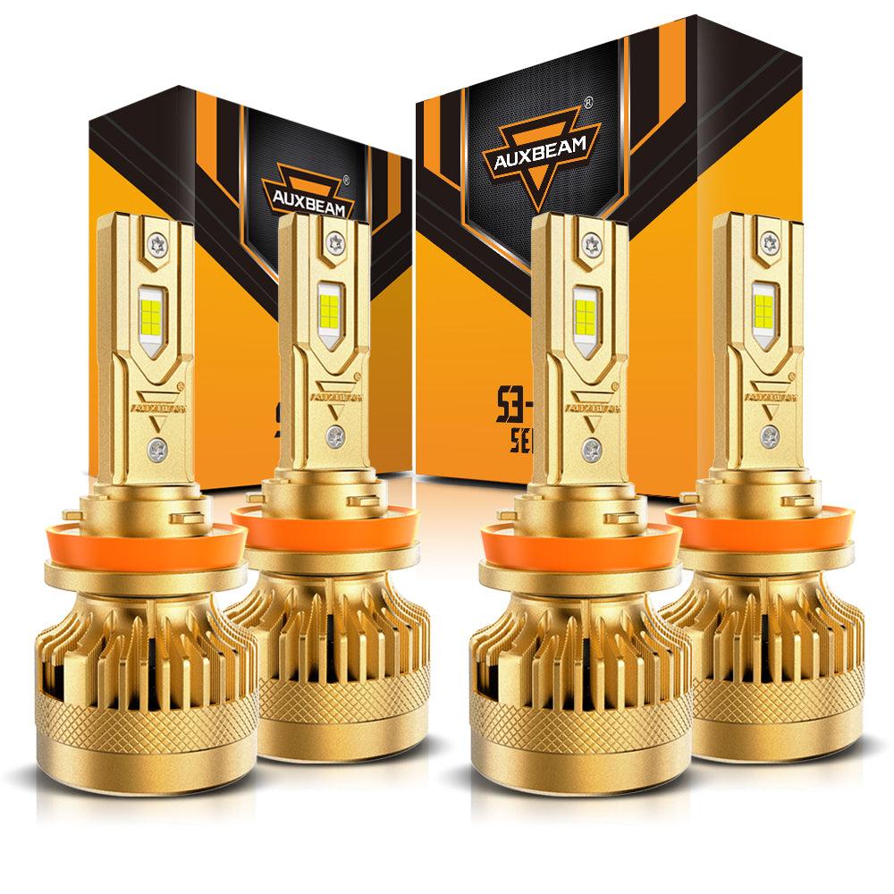 H11+H11 LED Headlight Bulbs S3 Pro Series - 12V 120W 24000LM 6500K Cool White - CAN BUS Error Free with Dual Decoder - Pack of 4 Bulbs - Perfect for Night Driving & Off-Road Vehicles