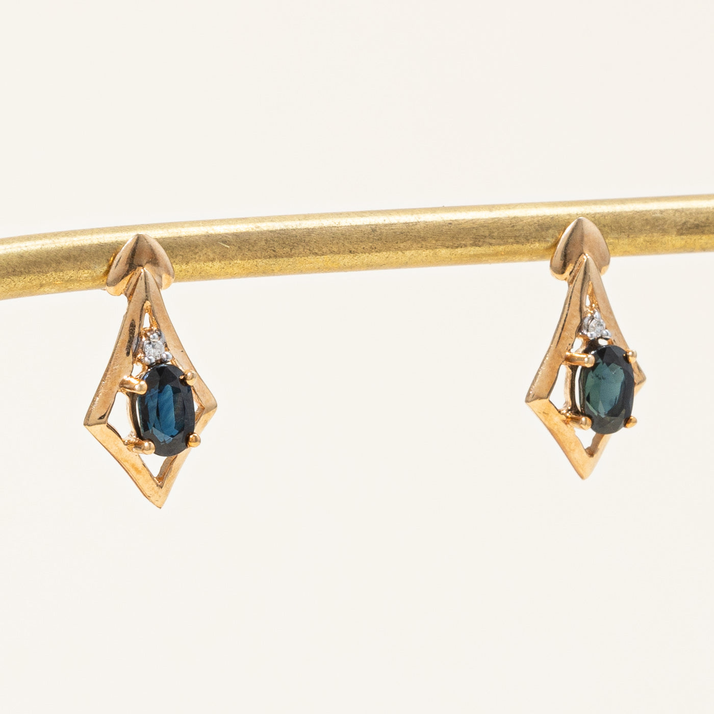 1.30ctw Sapphire & Diamond Stud Earrings for Women - 0.02ctw Round Cut Genuine Gemstone Jewelry - Perfect for Weddings, Anniversaries & Special Occasions