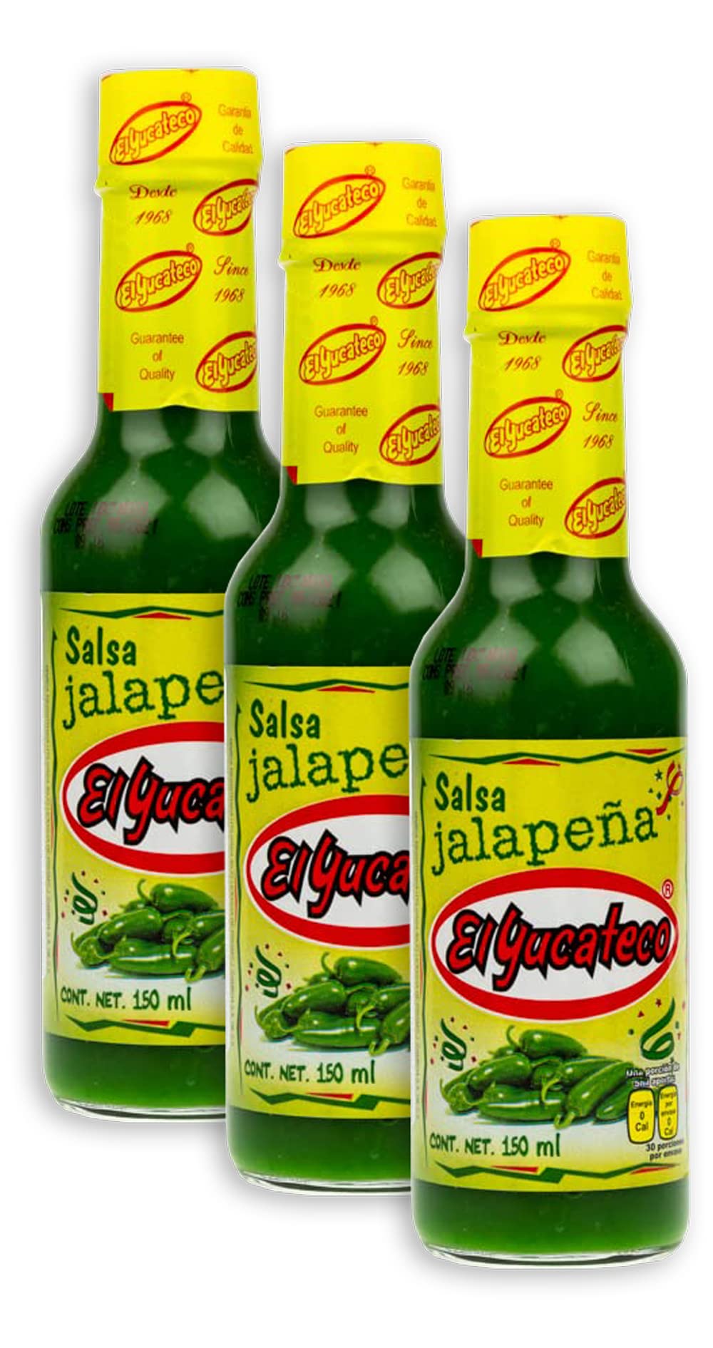 El Yucateco Hot Sauce - Chile Jalapeno Flavor, 5 Oz (Pack of 3) | Authentic Mexican Hot Sauce for Tacos, Burritos, Wings & More | Spicy Condiment for Cooking & Grilling