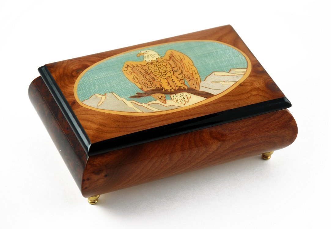 Majestic American Bald Eagle Music Box with Frame Inlay - Plays 12 Days of Christmas & More - Perfect Gift for Holidays, Home Decor, and Collectors