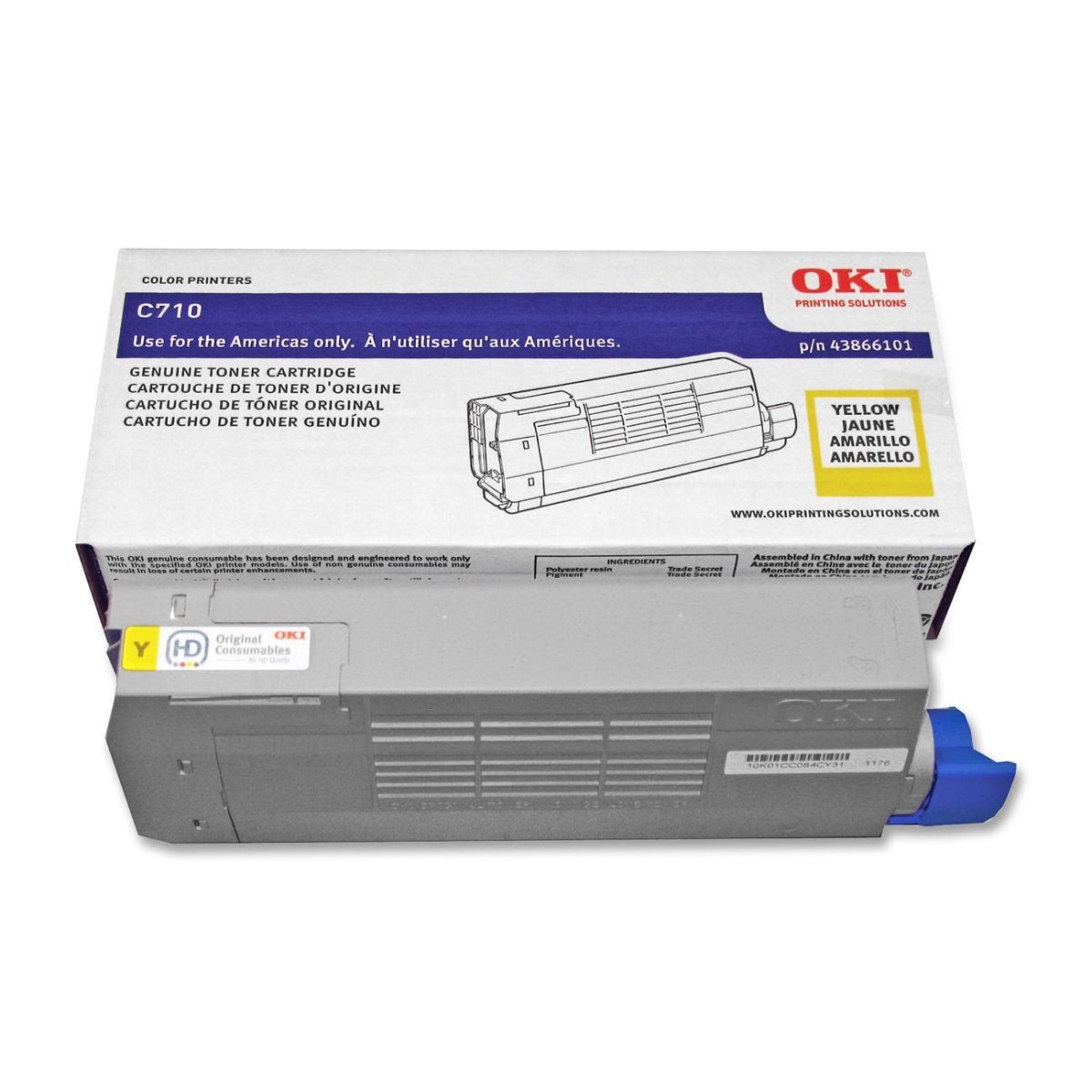 OKIDATA 43866101 Yellow Toner Cartridge for C710 Series - 11.5K Yield ISO Test Standard | High-Quality Replacement for Office Printers & Copiers