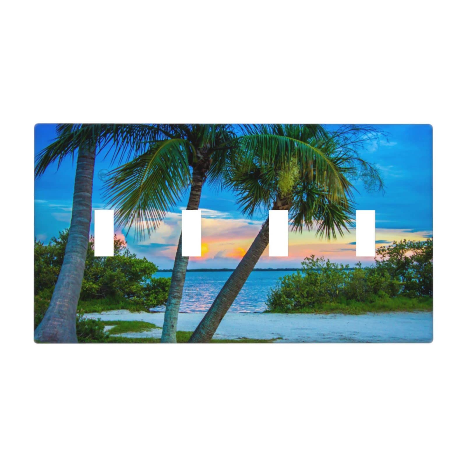 Beach Sunrise 4-Gang Toggle Switch Cover for Living Room & Bedroom