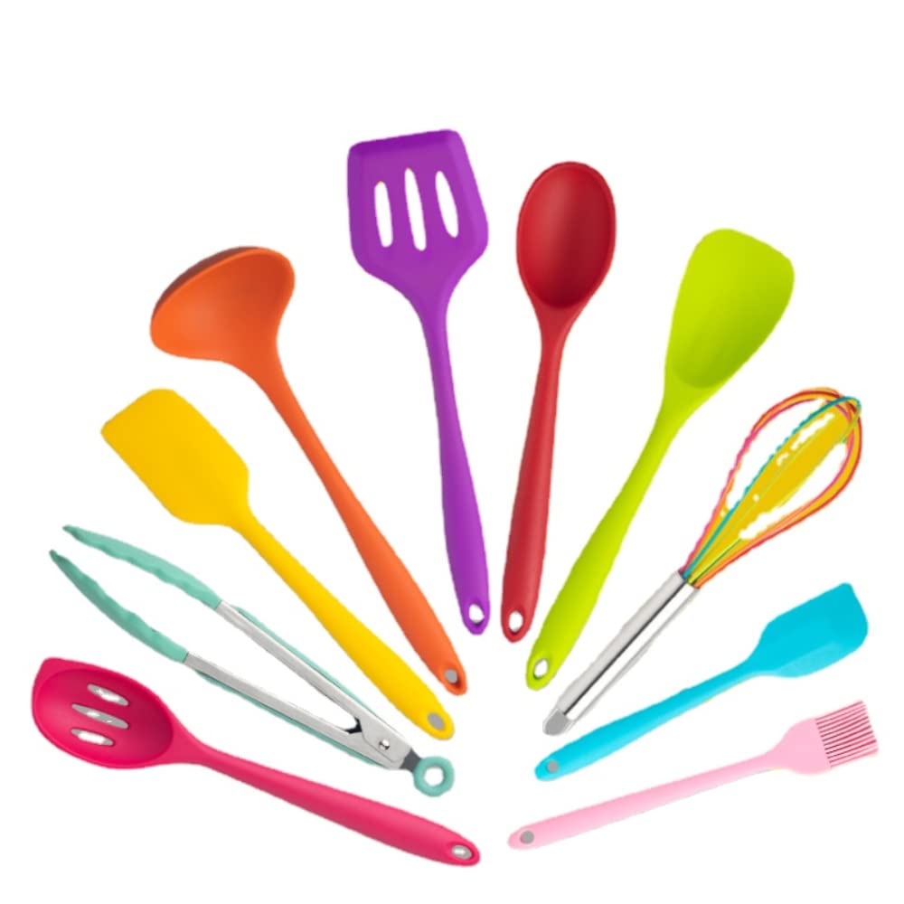 Non-Stick Silicone Kitchen Spatula Set - 10-Piece Cooking Utensils for Baking, Frying & Stirring - Perfect for Non-Stick Pans & Cookware