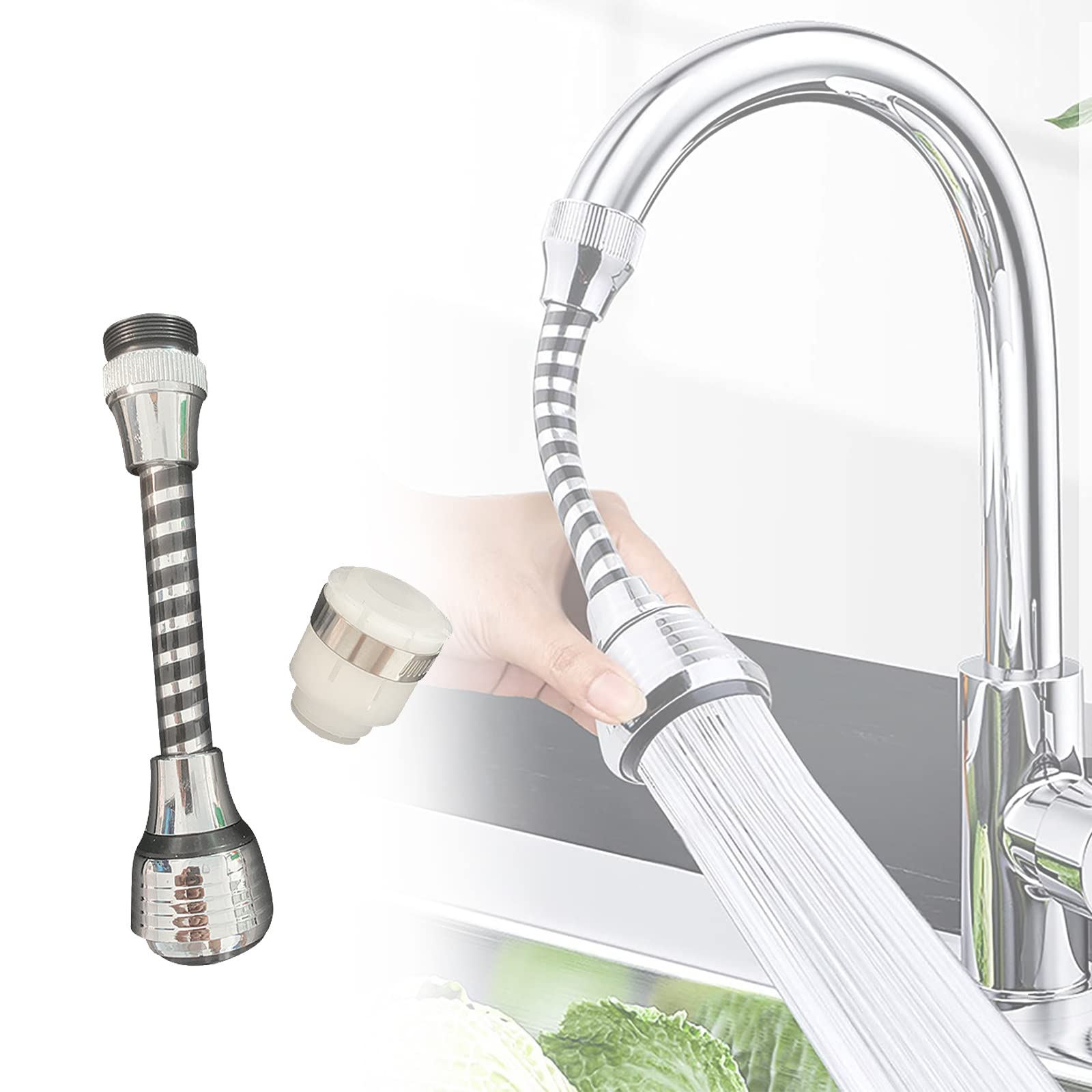 360° Rotatable Kitchen Sink Faucet Sprayer with 2 Water Modes - Telescopic Multifunctional Tap Aerator Extender, Splash Proof & Water Saving Faucet Adapter for Efficient Dishwashing & Food Prep