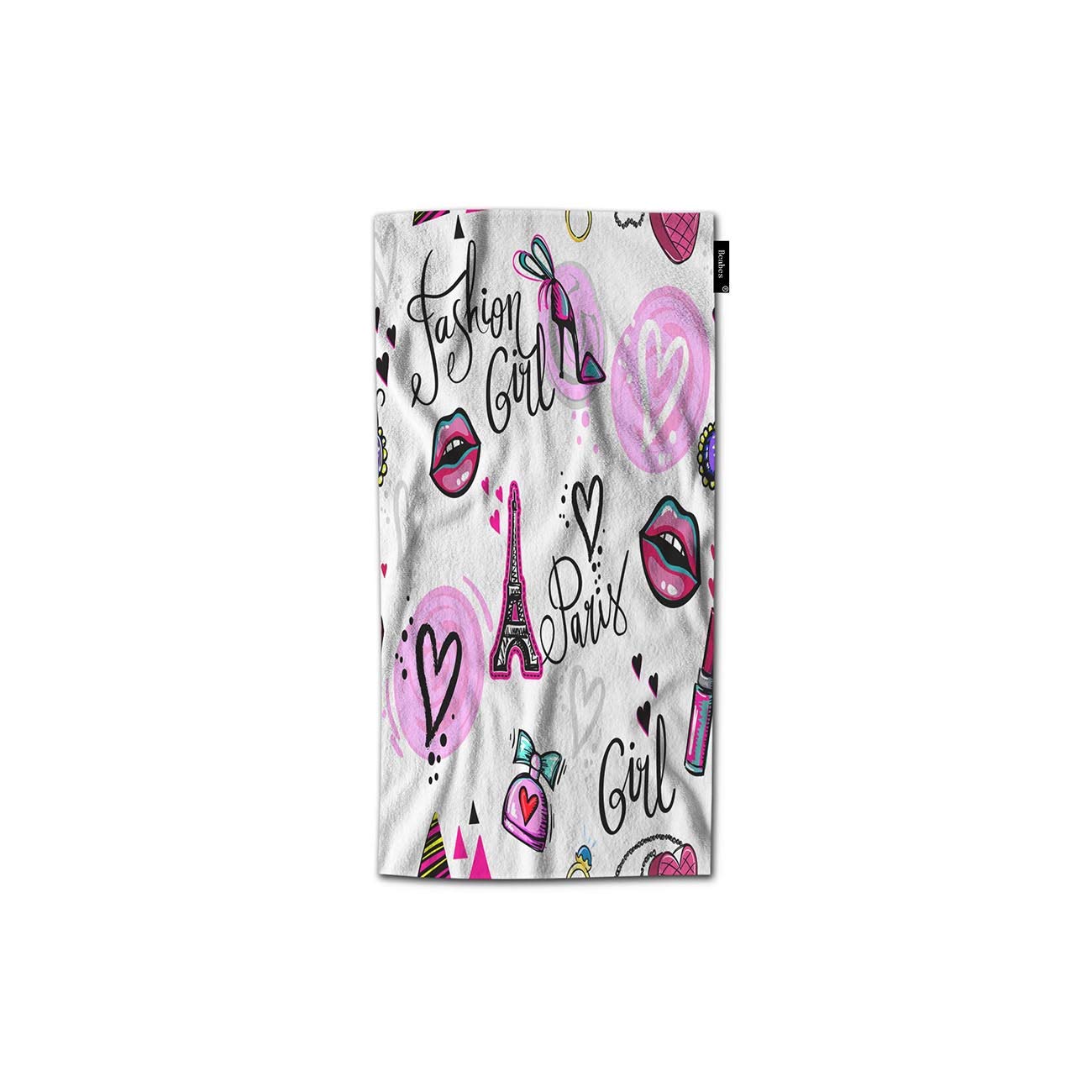 Beabes Fashion Hand Towel - Super Soft Microfiber Bath Towel with Paris Eiffel Tower & Kiss Lips Design (30x15 Inches) for Men & Women - Perfect for Bathroom, Travel, Gym & Spa
