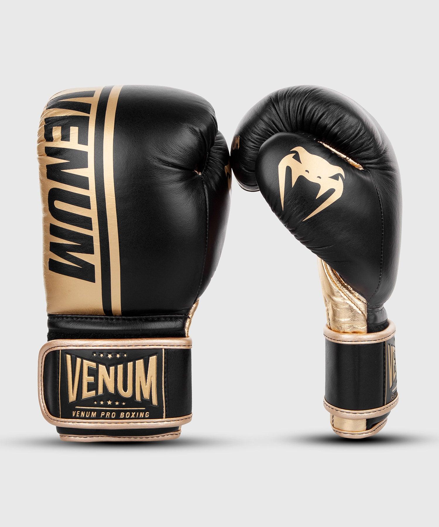 Venum Shield Pro Boxing Gloves for Men & Women - Premium Velcro Training Gloves (Black/Gold) - Ideal for MMA, Kickboxing, and Heavy Bag Workouts
