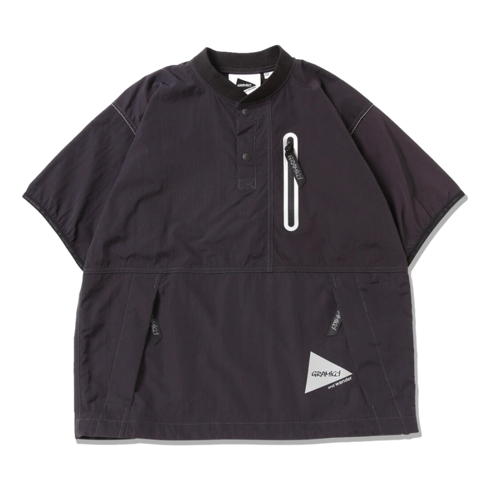GRAMICCI x ANDWANDER Patchwork Wind Tee - Black | Lightweight Outdoor Windbreaker for Hiking & Urban Exploration