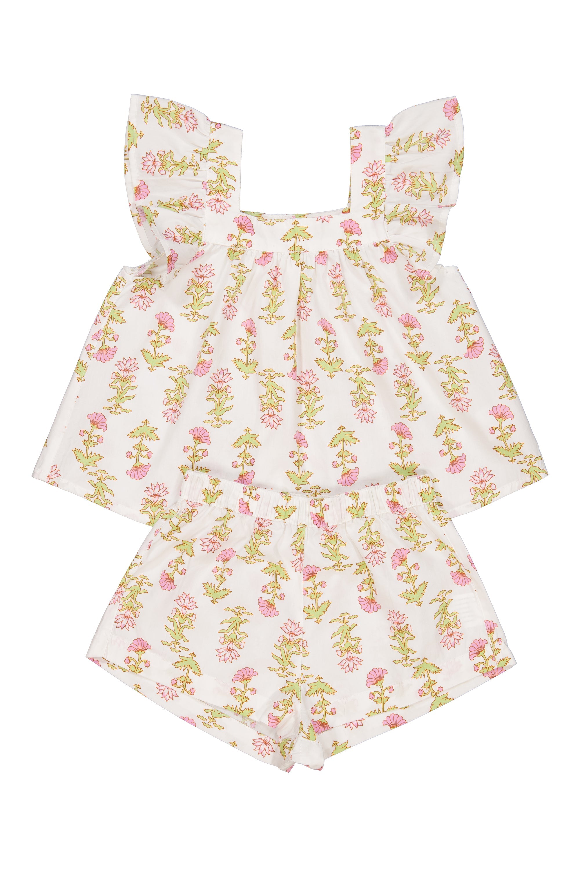 Harriet Mini Set - Soft Cotton Lotus Flower Print in Pink - Perfect for Summer Dresses, Beachwear & Boho Fashion