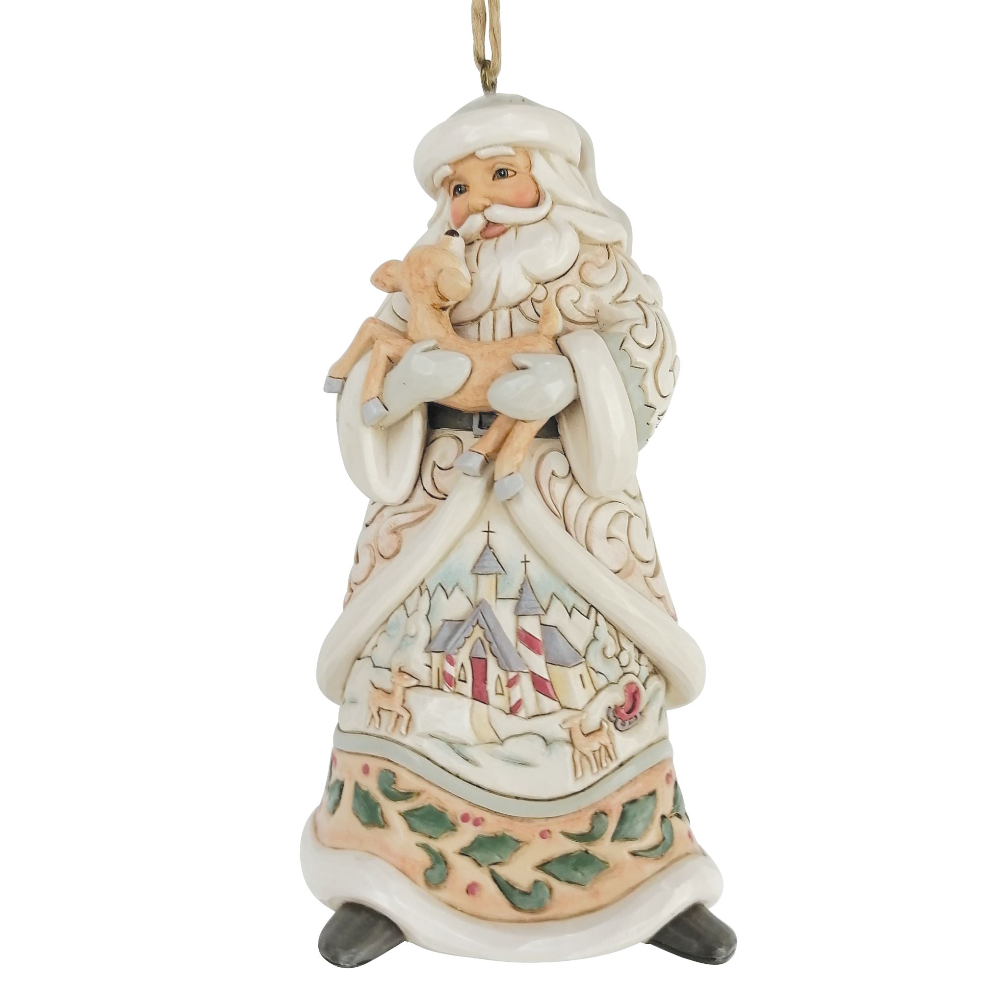 Wdlnd Santa Holding Fawn Christmas Ornament - Handmade Holiday Decor for Tree, Mantel & Festive Home Decorations