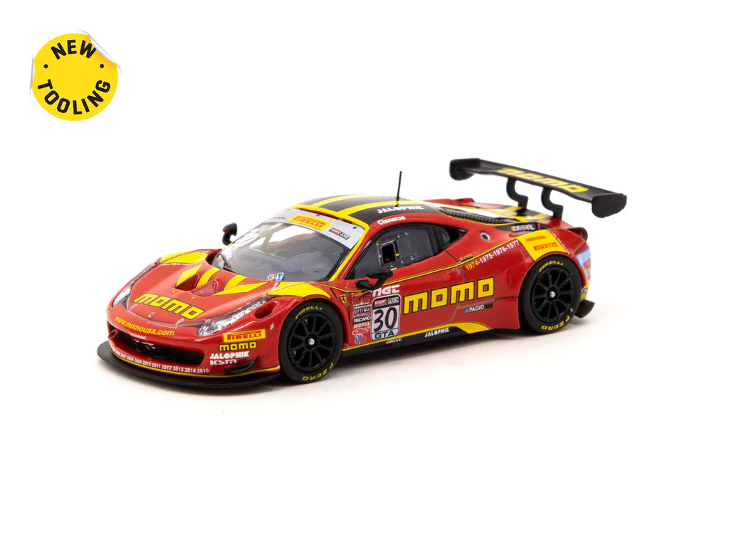 Tarmac Works 1:64 Scale Ferrari 458 Italia GT3 Diecast Model Car - Pirelli World Challenge 2015 H. Cisneros Edition - Collectible Racing Toy for Display & Play