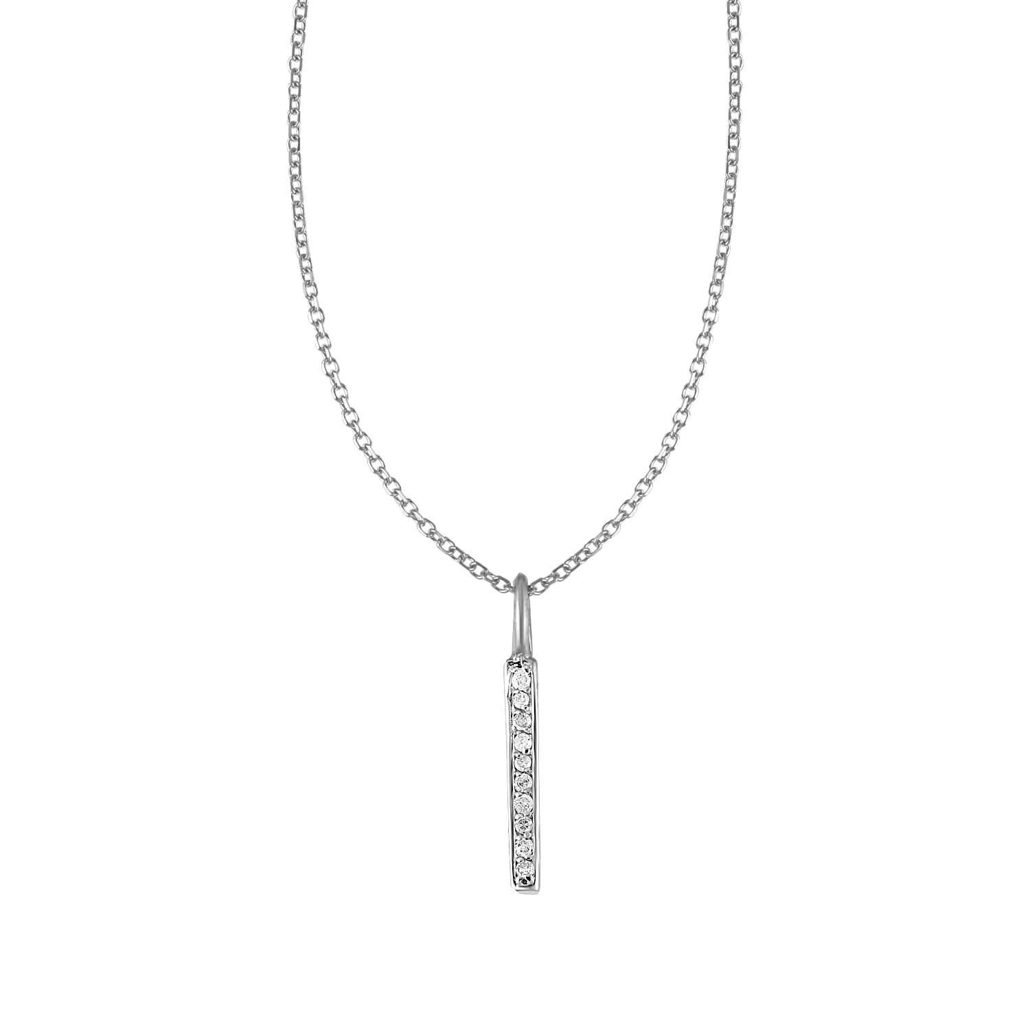 14K White Gold Diamond Bar Pendant Necklace - Elegant Fine Jewelry for Women | Perfect for Anniversaries, Birthdays & Special Occasions