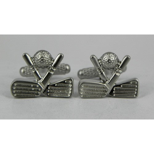 Golf Club & Ball Cufflinks for Men - Elegant Stainless Steel Dress Accessories (F2523) - Perfect for Weddings, Business Meetings & Golf Enthusiasts