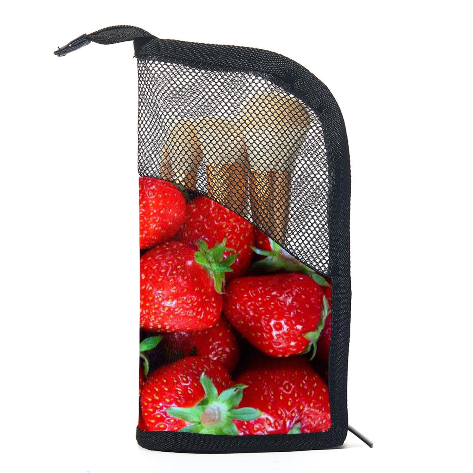 12-Piece Strawberry Makeup Brush Organizer Bag - Portable Travel Brush Holder Case for Makeup Brushes | Perfect for Travel, Home, and Professional Use