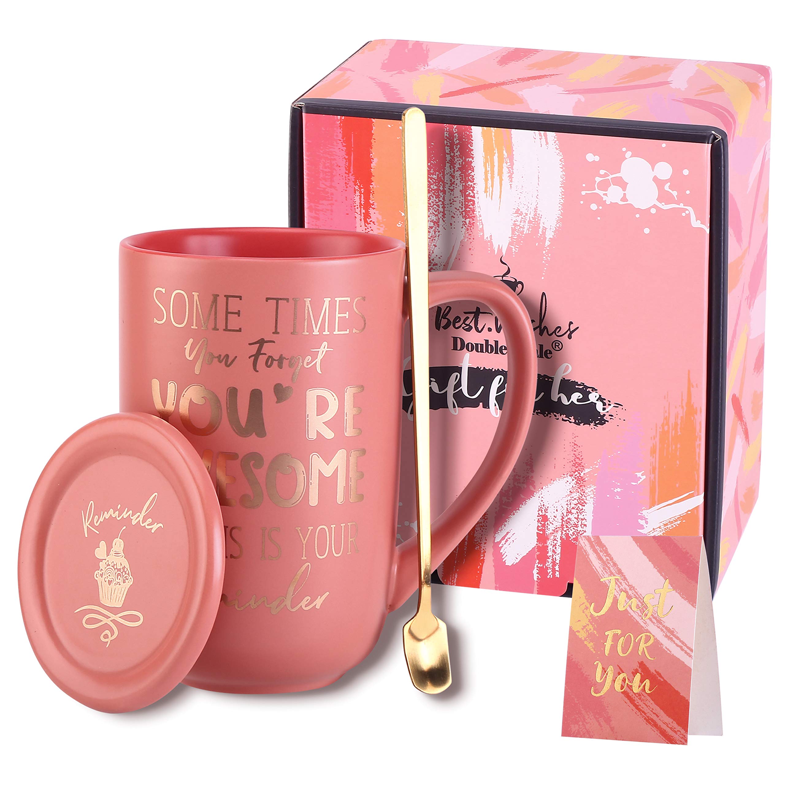 Doublewhale 16oz Ceramic Coffee Mug - Funny Inspirational Birthday & Graduation Gift for Women, Sister, Wife, Coworker, Friends - 'Sometimes You're Awesome' Thank You Gift - Perfect for Office, Home & Daily Coffee Breaks