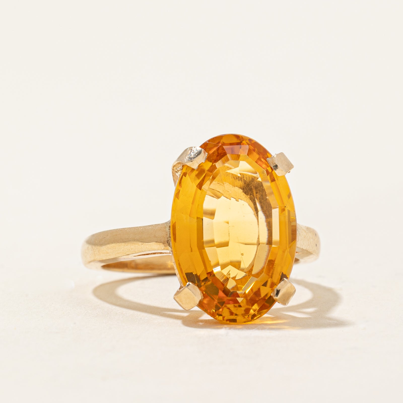 Exquisite Mandarin Citrine Cocktail Ring - 5.25 Carat Natural Gemstone, Size 5.75 - Elegant Statement Jewelry for Evening Parties, Weddings & Special Occasions