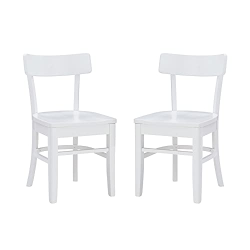 Riverbay Furniture Transitional Solid Wood Dining Chairs Set of 2 - White Wooden Side Chairs for Kitchen, Dining Room & Breakfast Nook - Sturdy & Comfortable Wooden Seating
