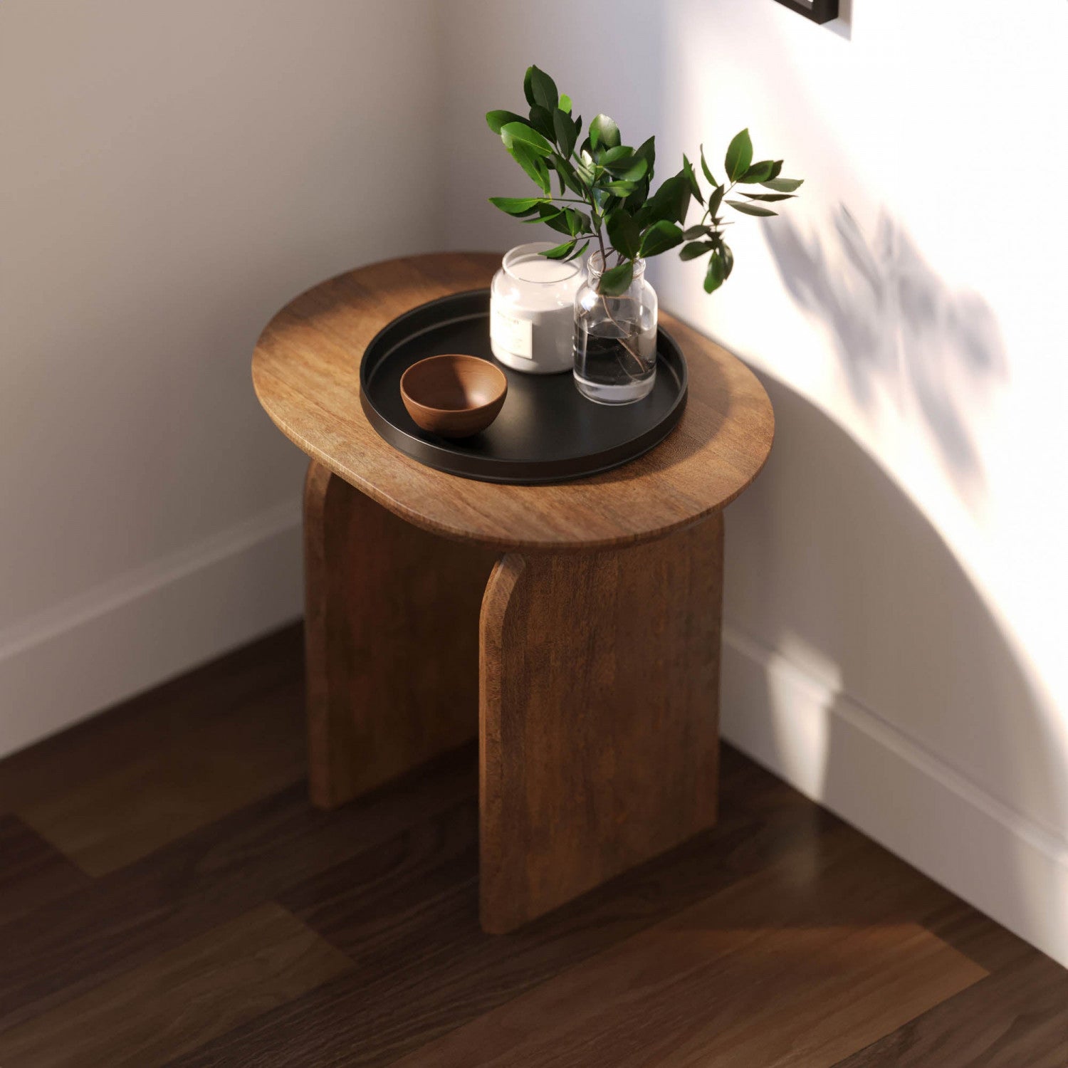 Brikka Modern Side Table - Brown Wooden End Table for Living Room, Bedroom, or Office - Perfect for Coffee, Books, and Decor