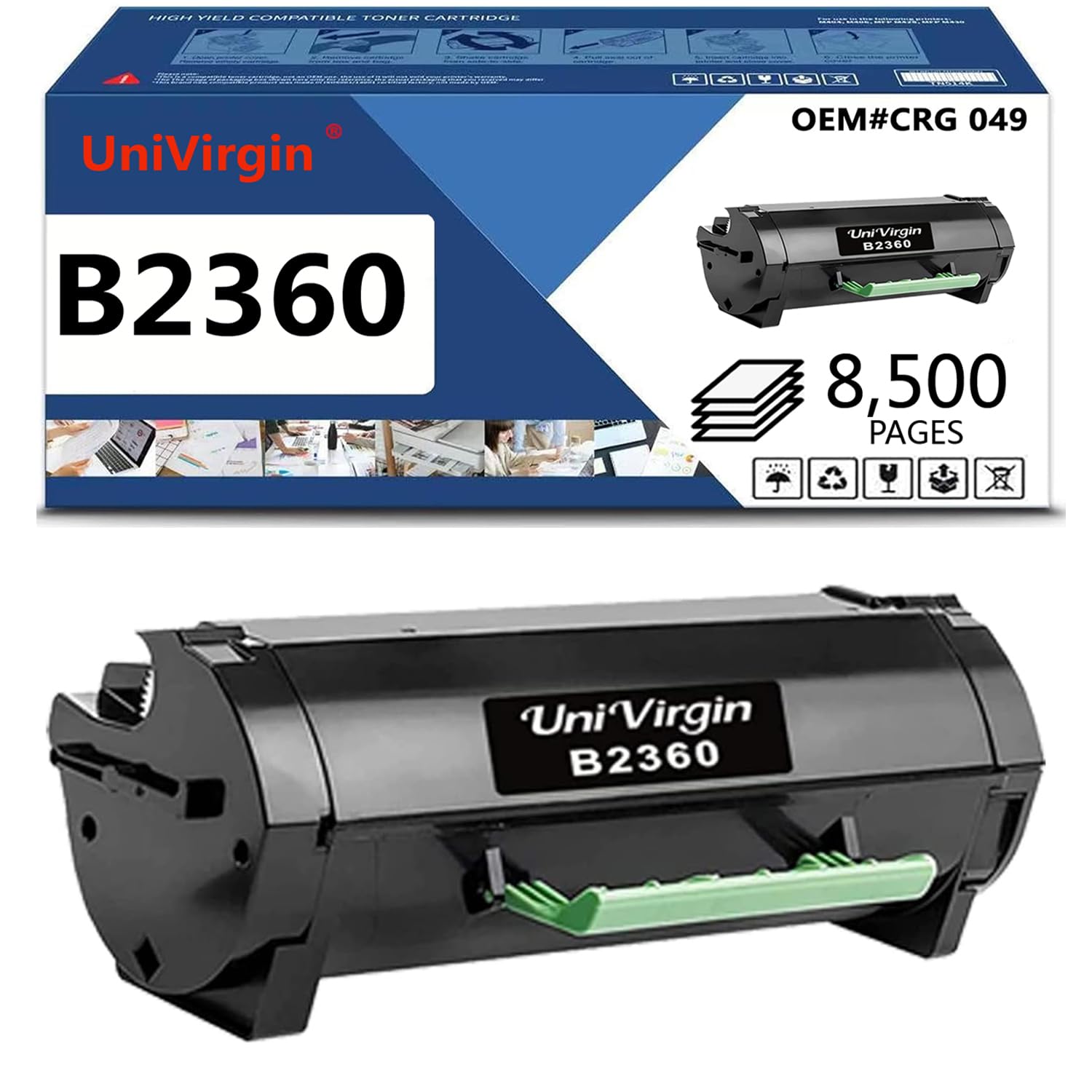 Compatible Dell B2360 Toner Cartridge - High Yield 8,500 Pages - For B2360dn/B3460dn Printers - Office & Home Use